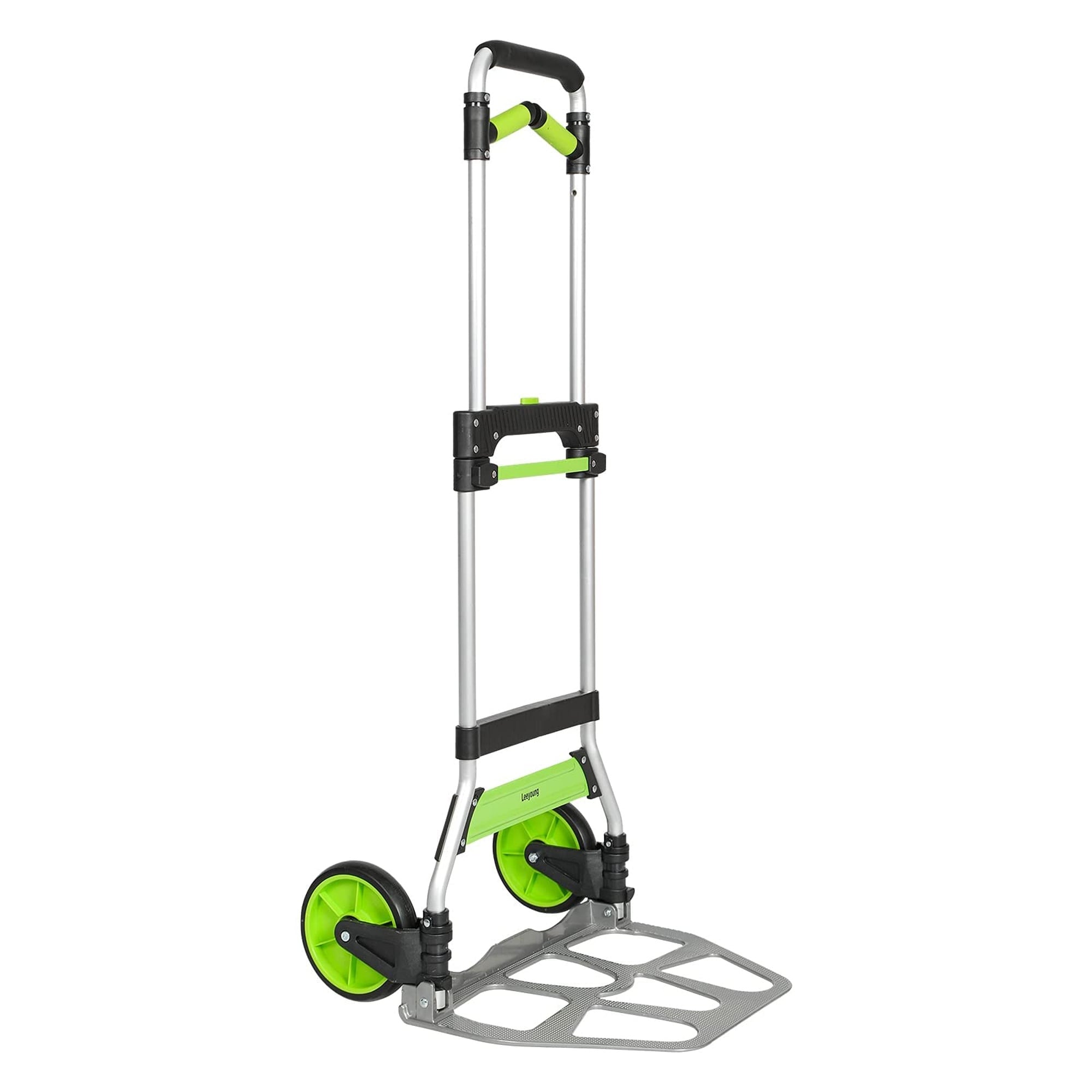 Wudkey Aluminum Folding Hand Truck 309 LBS with Swivel Handle and 7 Inch Wheels Green