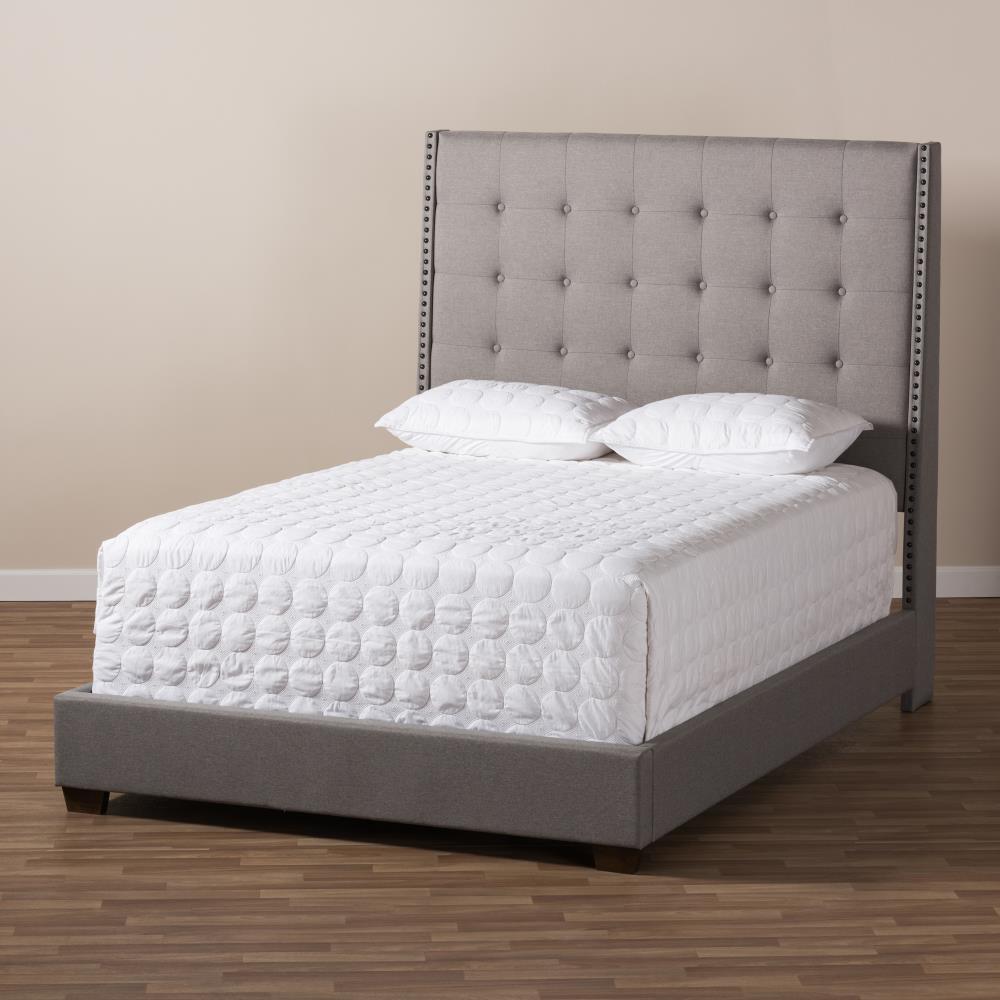 Baxton Studio Georgette Grey Queen Upholstered Bed in the Beds ...