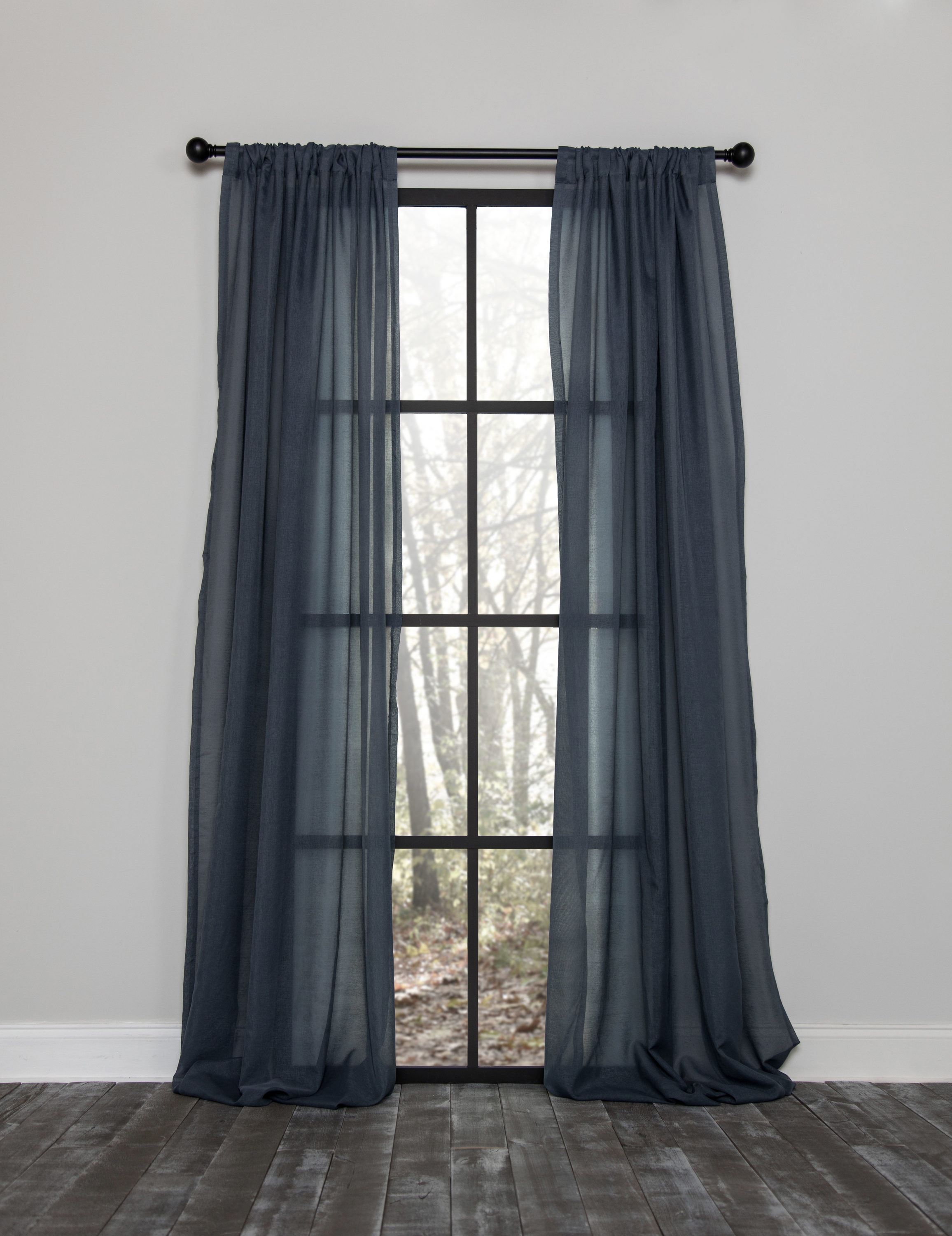 MANOR LUXE ML1933054108GPT 108-in Graphite Sheer Rod Pocket Single Curtain Panel