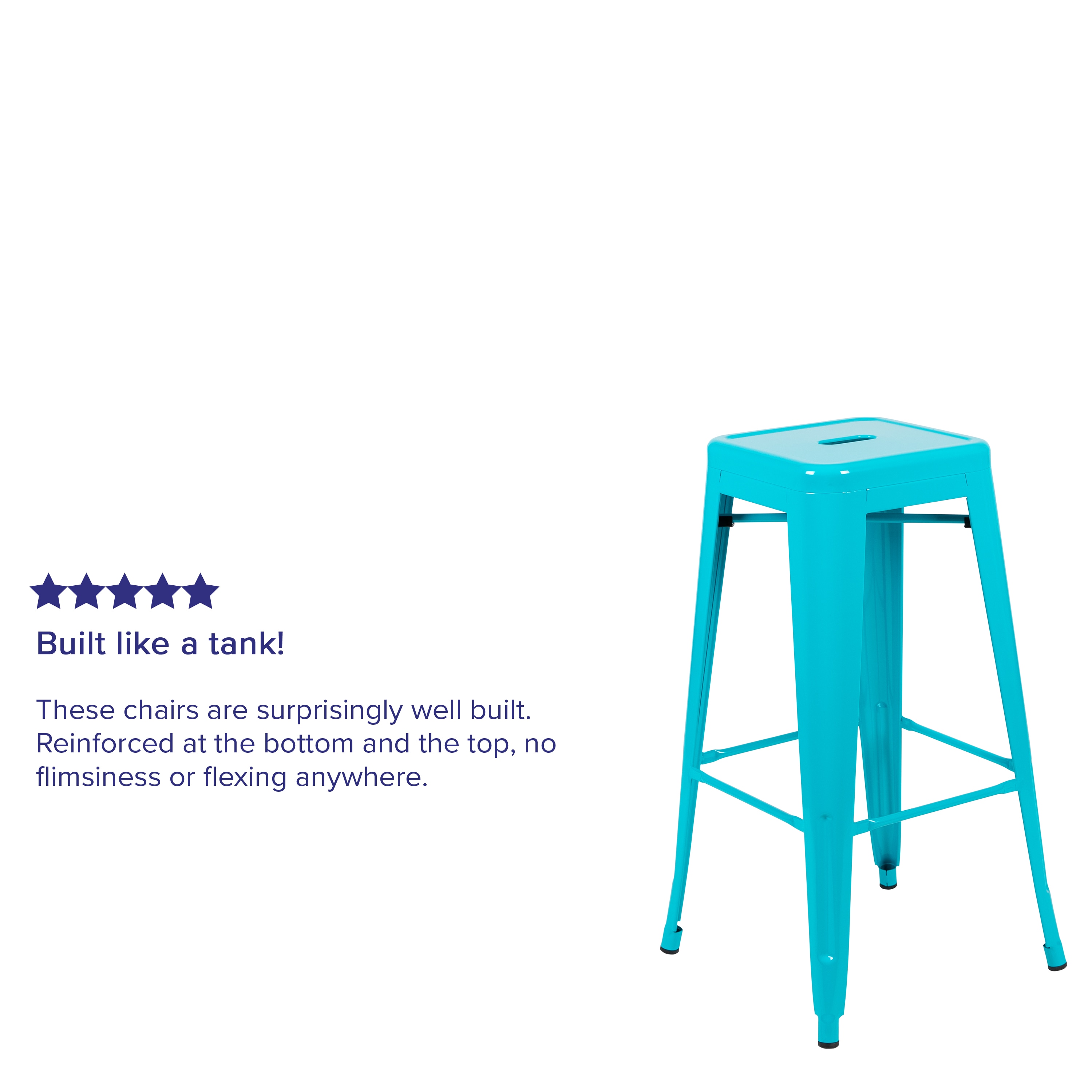 Teal 46'' Industrial Metal Backless Barstool - Set of 4