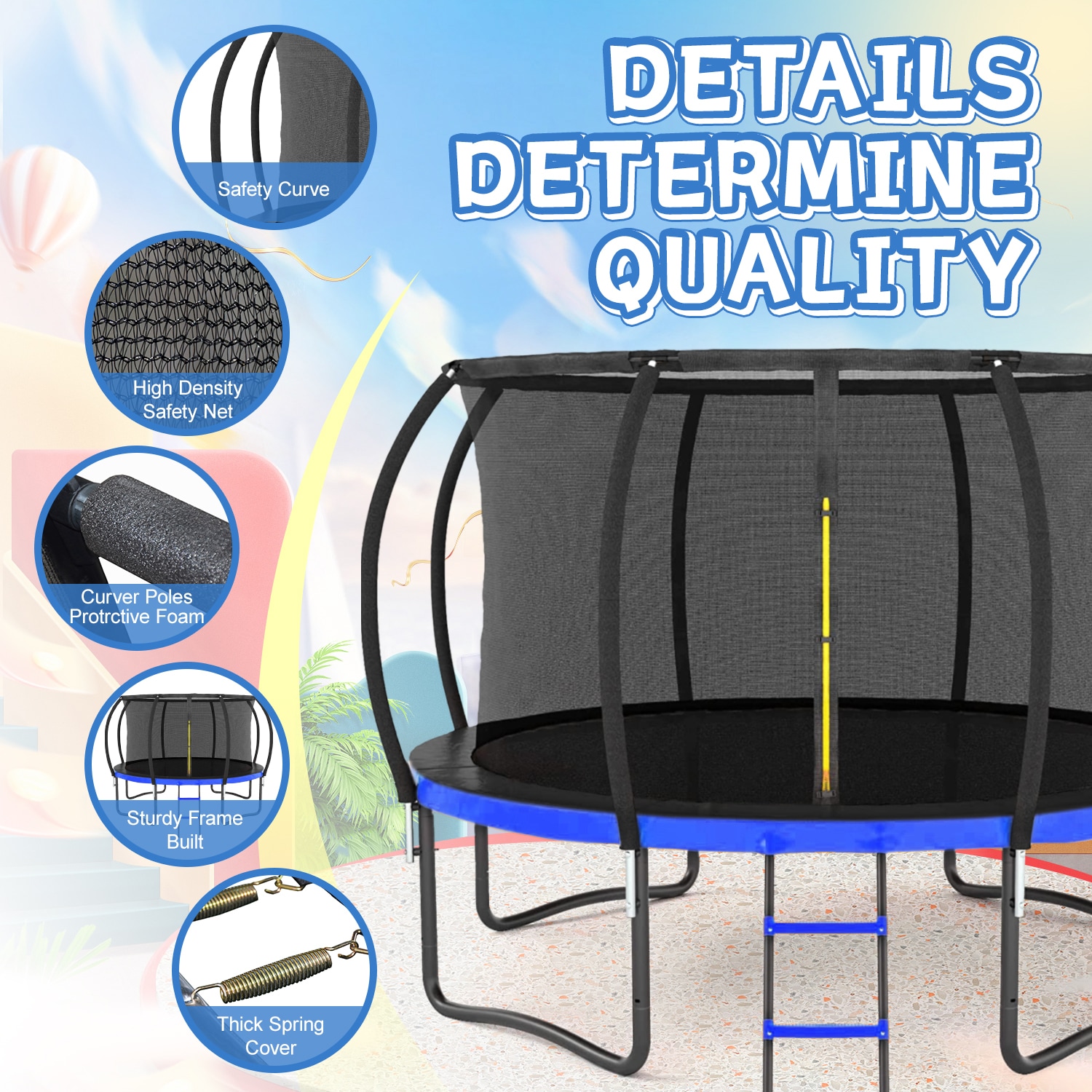 Kahomvis Trampolines 12-ft Round Kids in Blue in the Trampolines ...