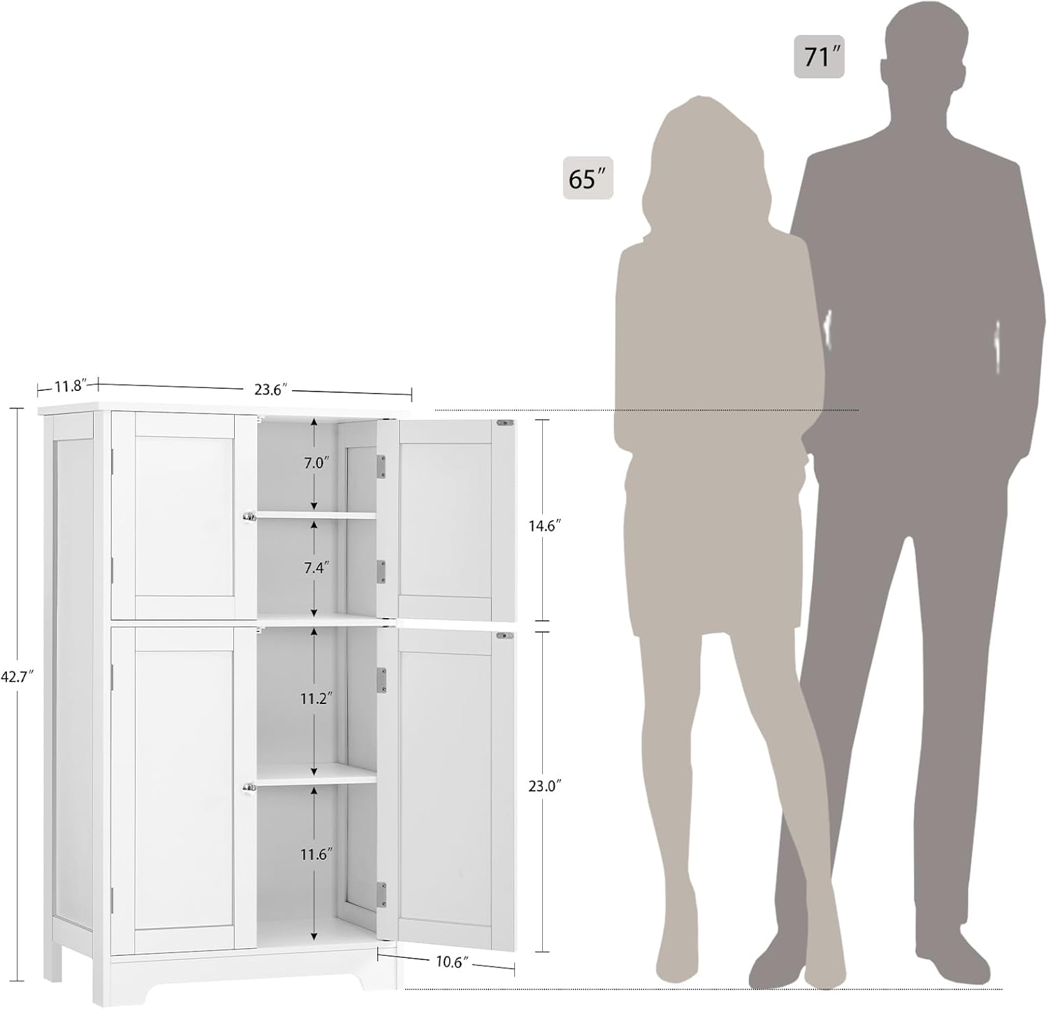 Iwell Bathroom Cabinet Storage Cabinet with 2 Adjustable Shelves Small ...