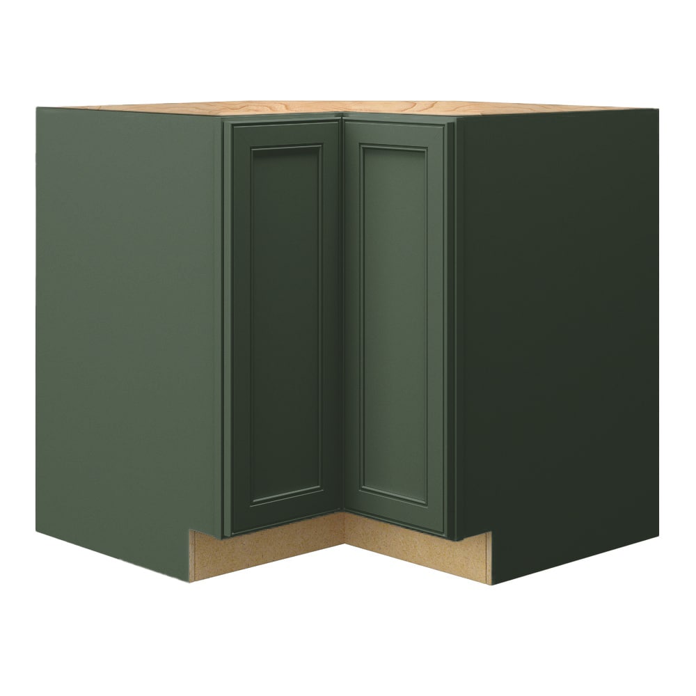 Heathrow 36-in W x 34.5-in H x 24-in D Sage L-shaped Corner Base Fully Assembled Cabinet (Recessed Panel Square Style) in Green | - allen + roth 24366HR