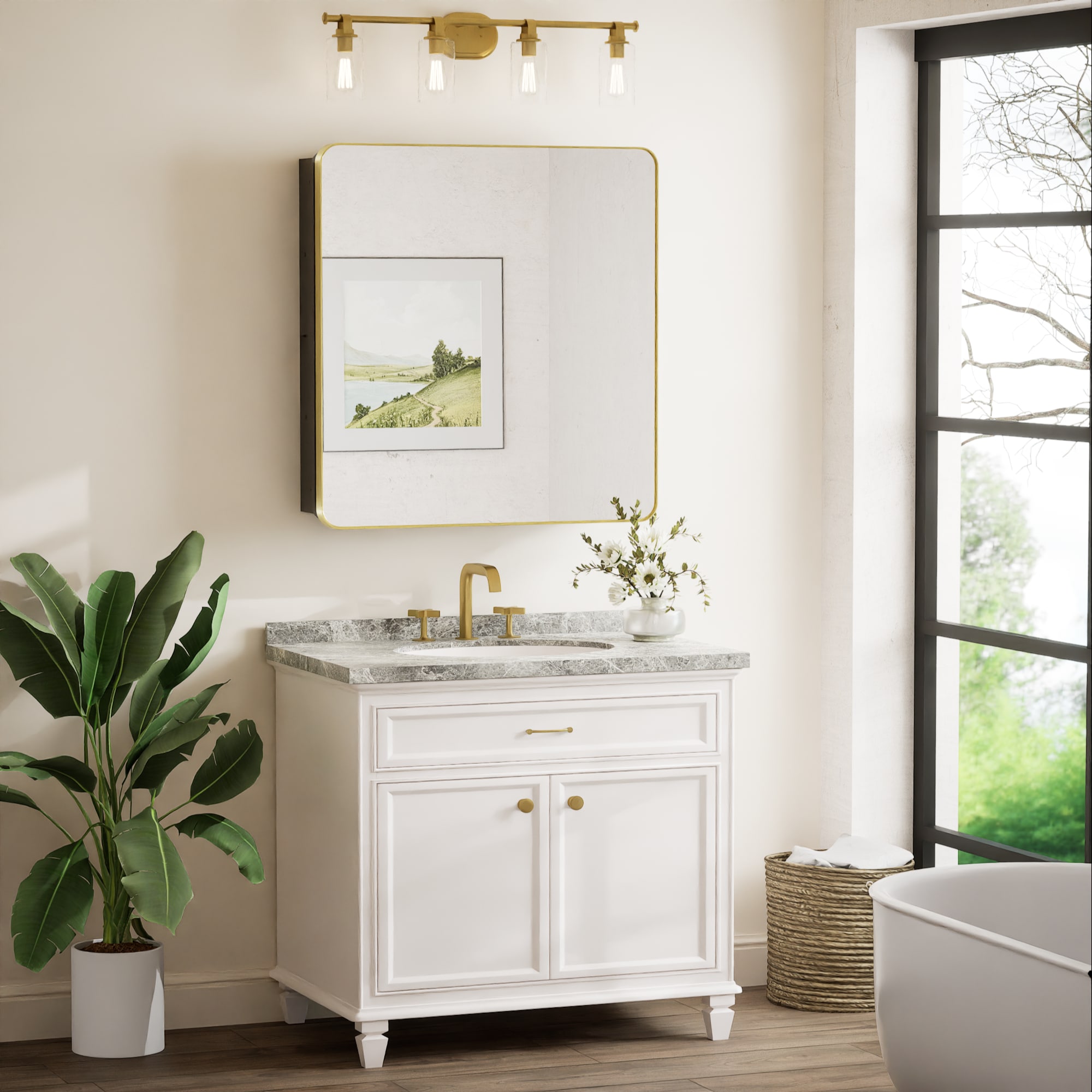 Keonjinn LW-JSKJG-YJ-7681GD Bathroom-Medicine-Cabinets - View #2