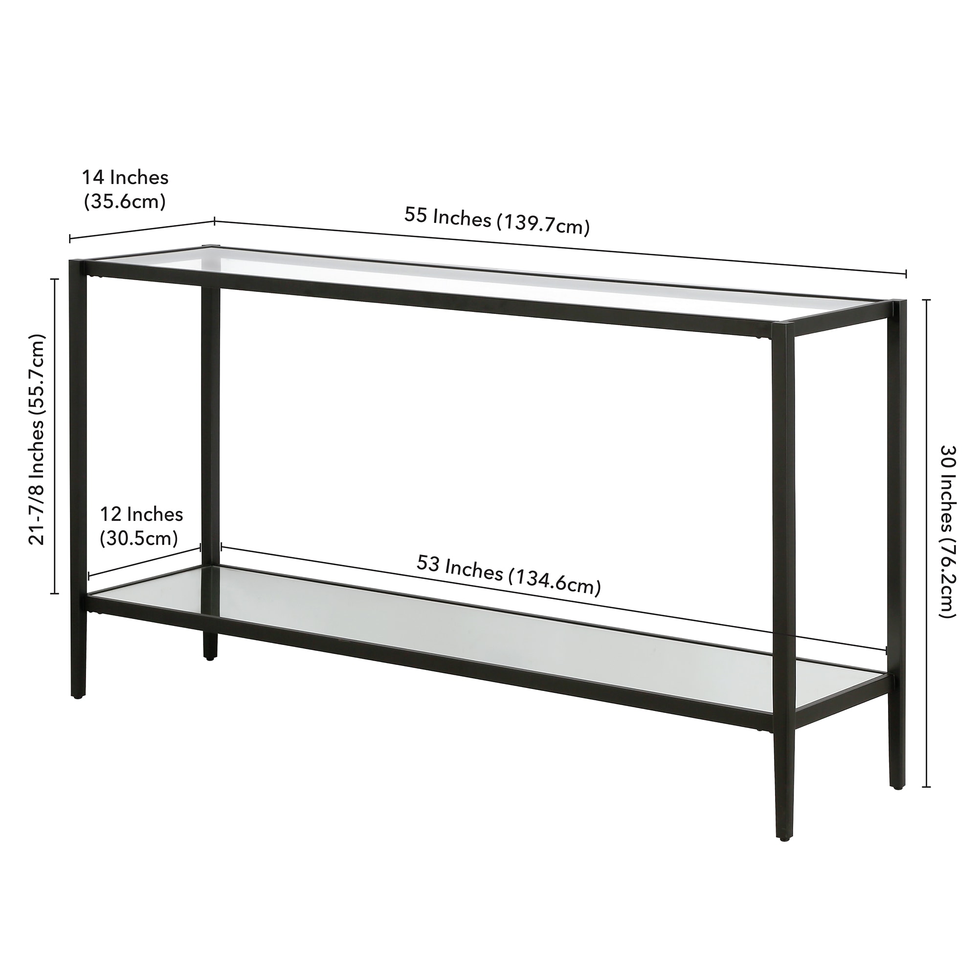 Hailey Home Hera 55'' Wide Rectangular Console Table with Mirror Shelf ...