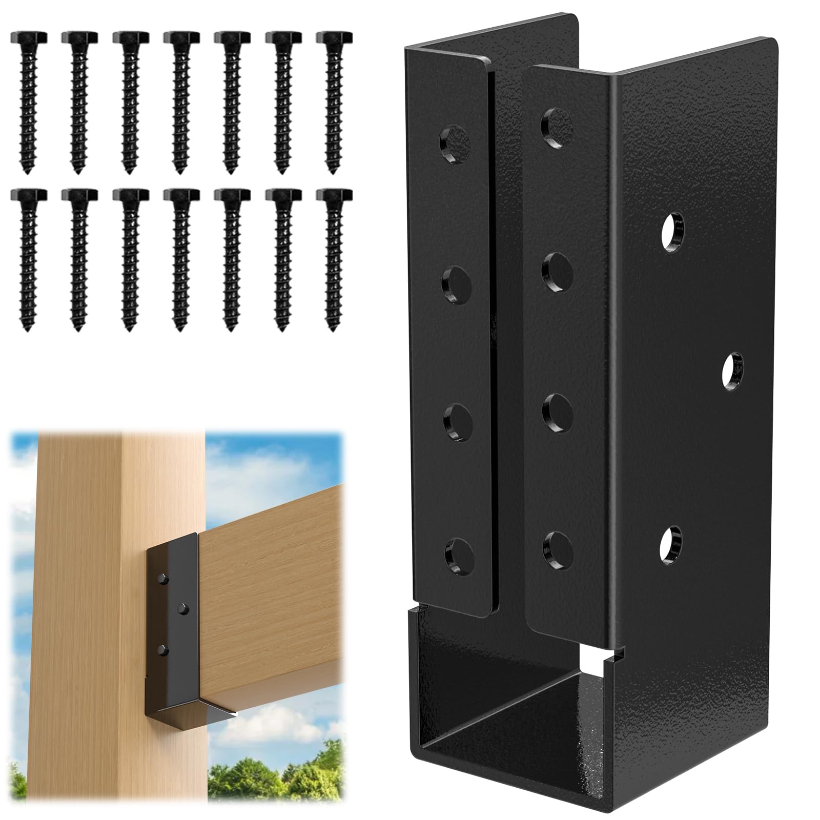 Lukvuzo  12 pack 2 x 6 inch Outdoor Concealed Flange Joist Bracket with Screws Powder Coated Steel for Beam Swing Handrail Fence Support