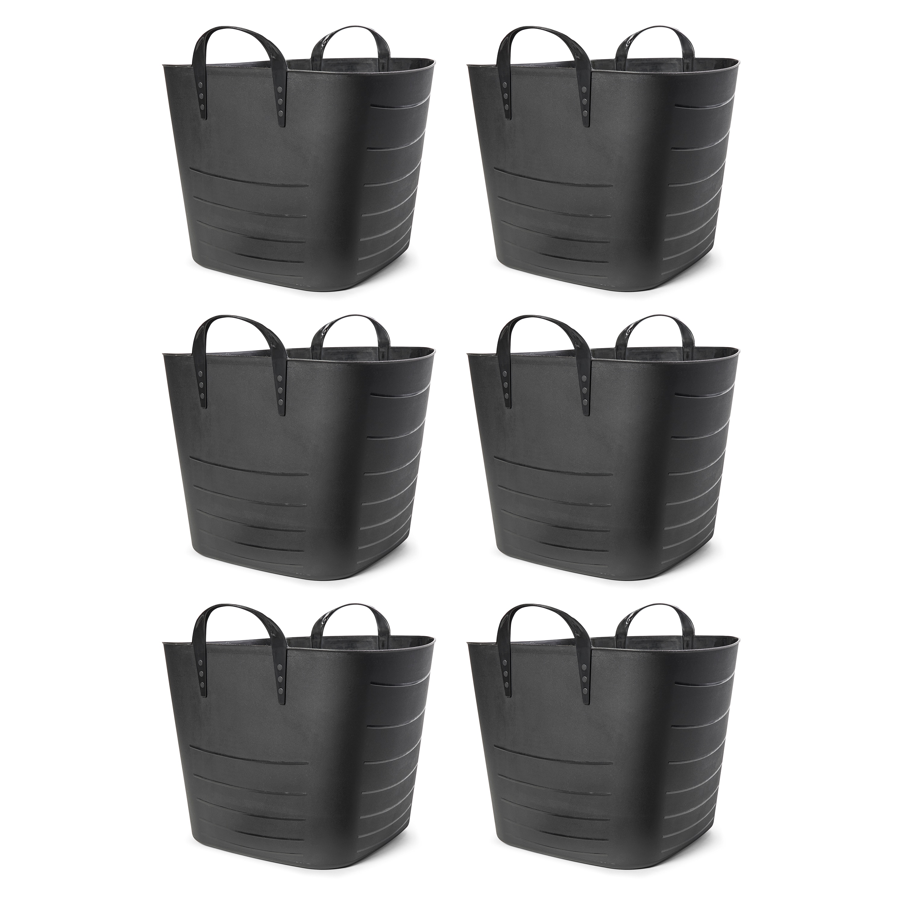 Life Story 235280 6 -Pack ( 13.78-in W x 13.39-in H x 16.14-in D ) Black Plastic Bin