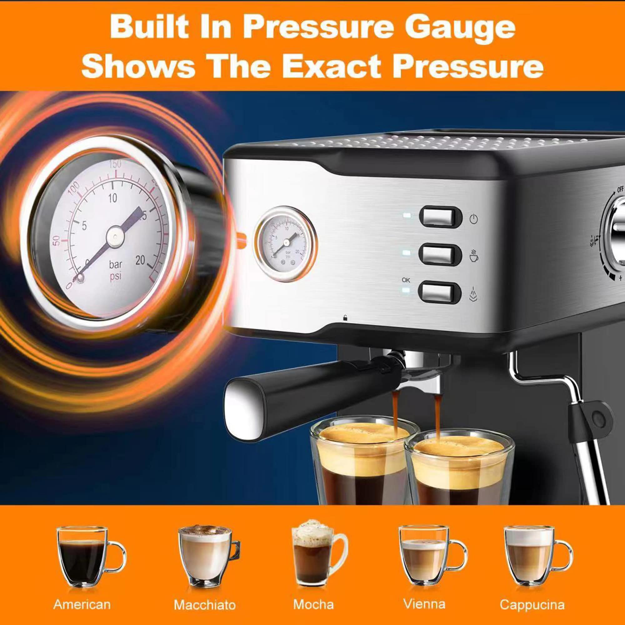 Mondawe Stainless Steel Automatic Espresso Machine in the Espresso Machines  department at