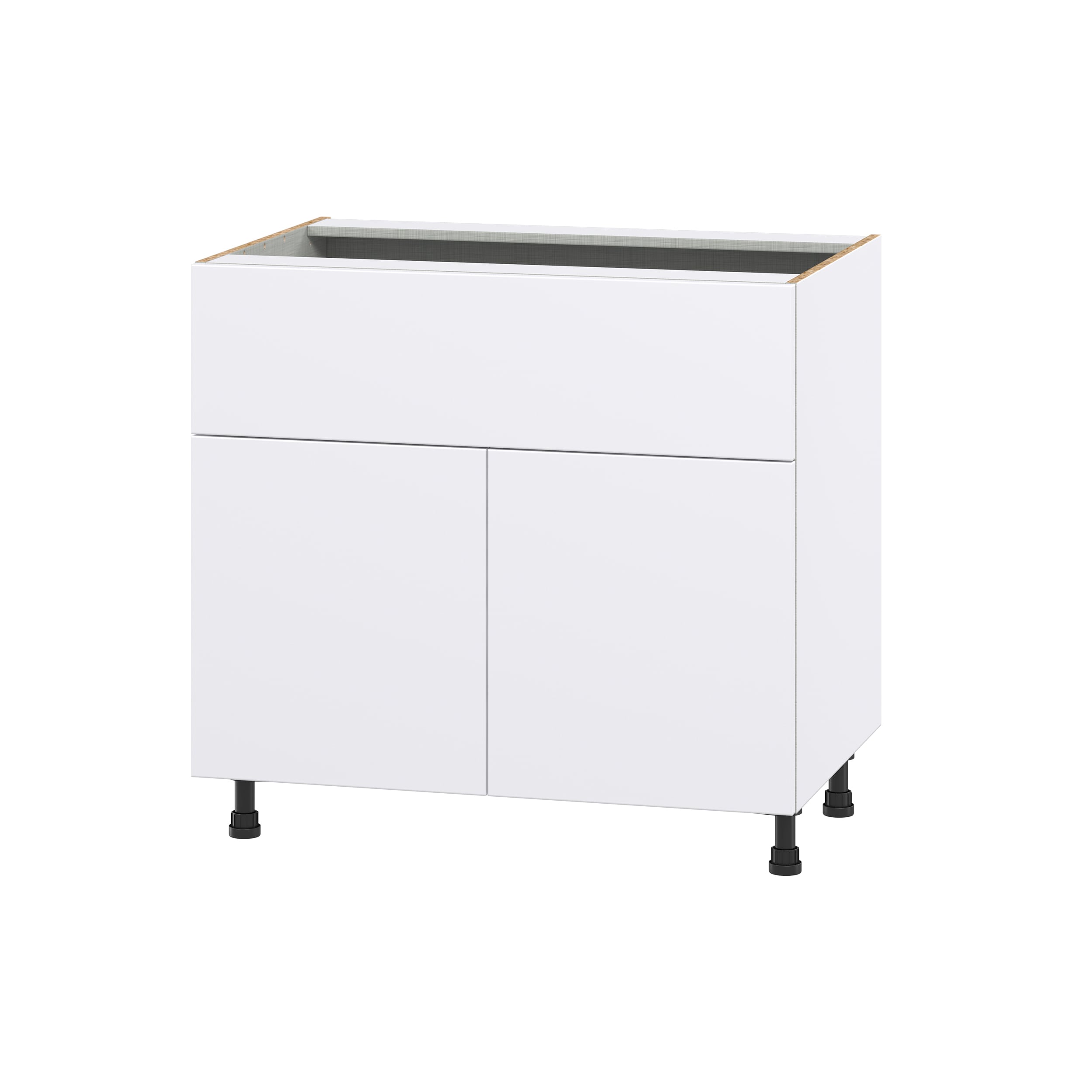 Hugo&Borg Lasalle 36-in W x 34.5-in H x 24-in D Bright White Slab 1-Drawer Base Fully Assembled Cabinet (Flat Panel Slab Style)