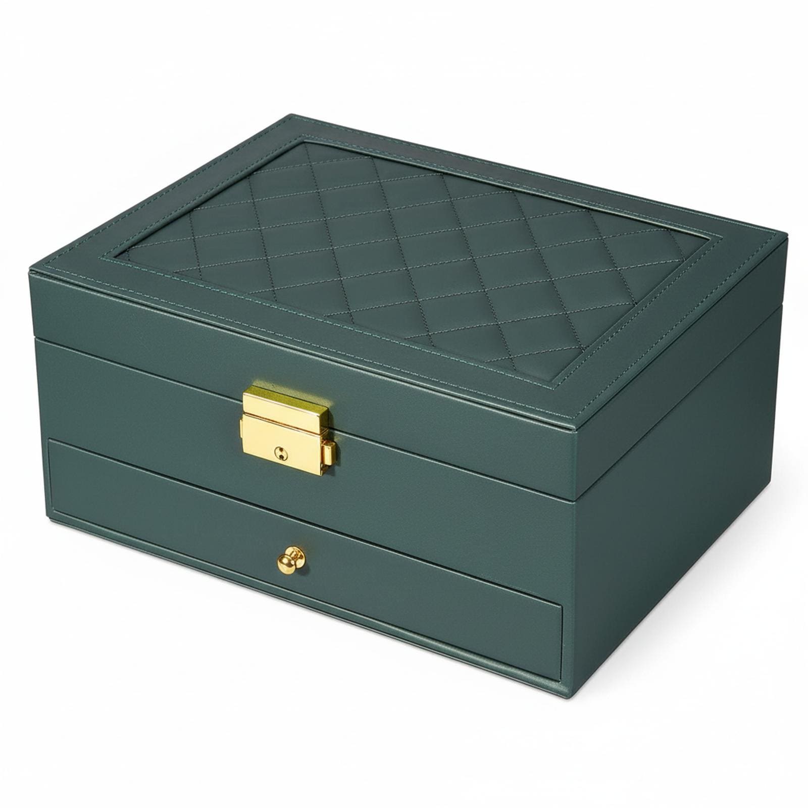 Baginizer  Large PU Leather Jewelry Organizer Box Two Layers for Earrings Bracelets Rings Watches