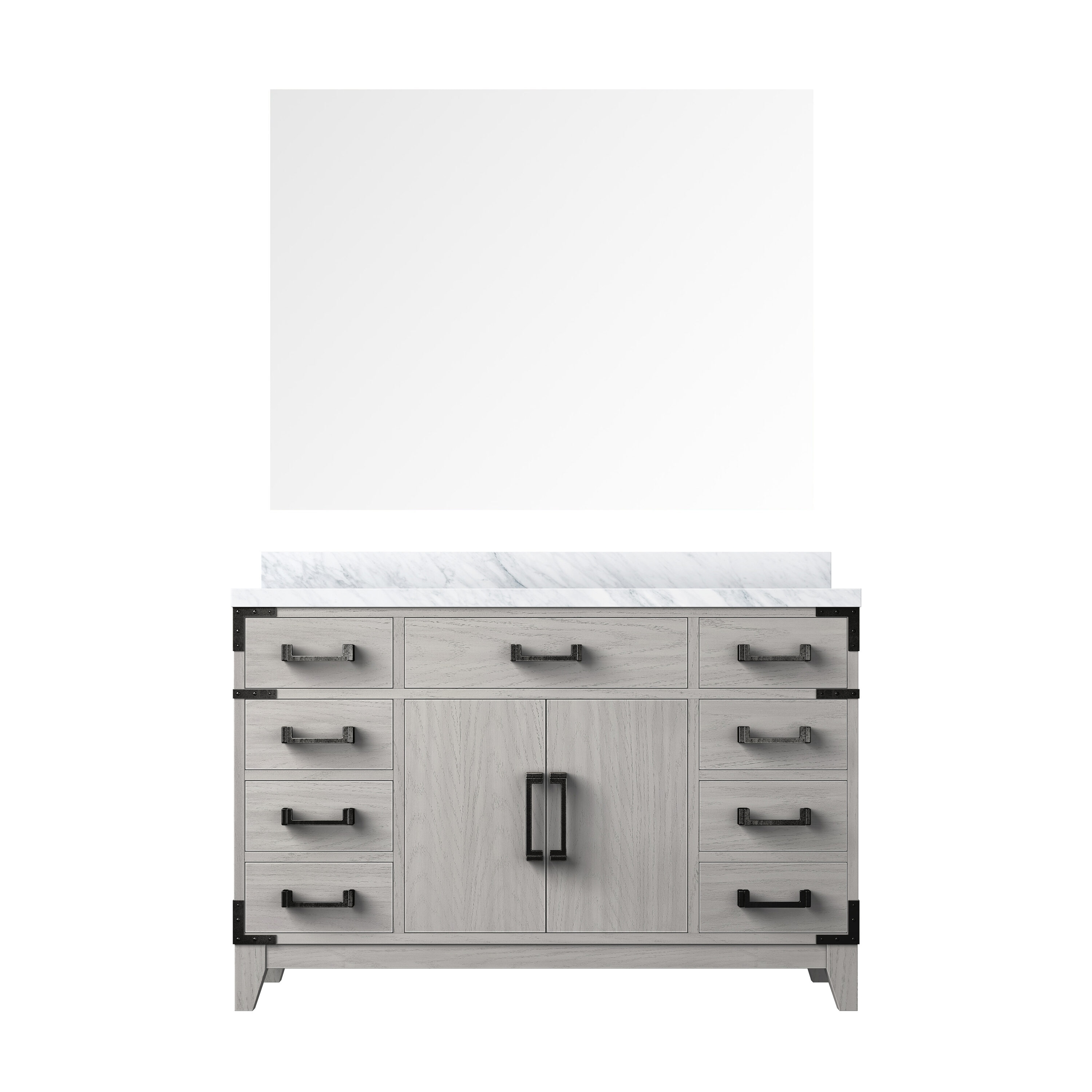 Lexora LVW48SM110 Wilton 48-in White Oak Undermount Single Sink Bathroom Vanity with White Carrara Marble Top (Mirror Included)