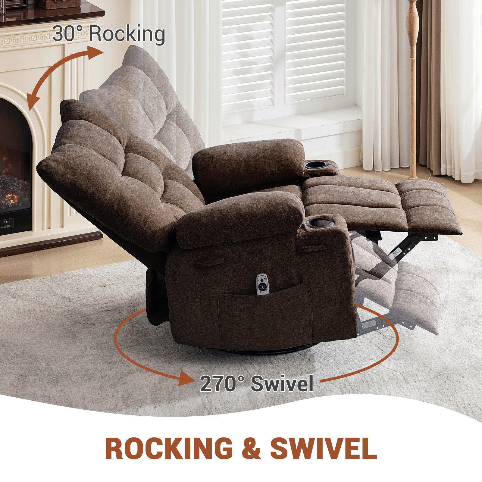 GarveeLife Swivel Recliner Chair with Massage Heat for Elderly Adults ...