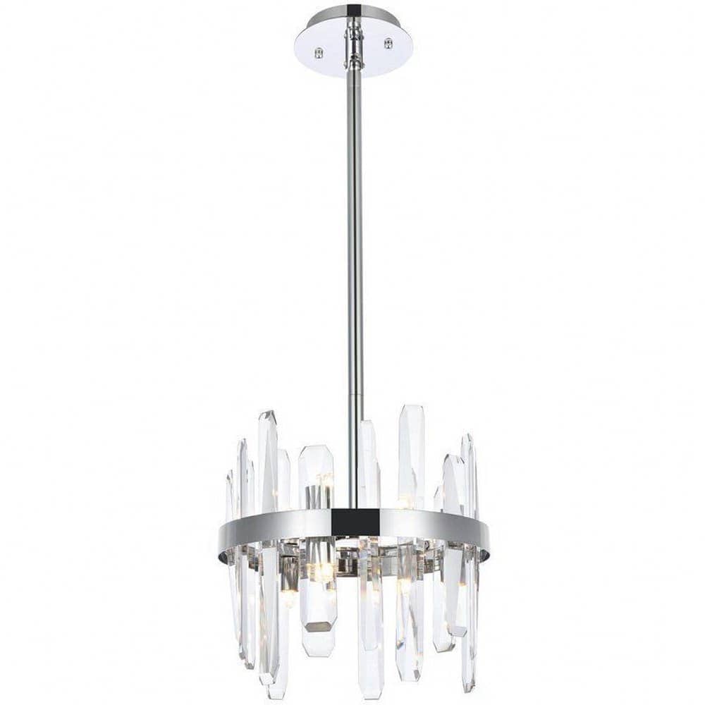 Elegant Lighting A-EL-2200D12C Serena 6 - Light Chrome Modern Halogen Crystal And Iron Pendant Light
