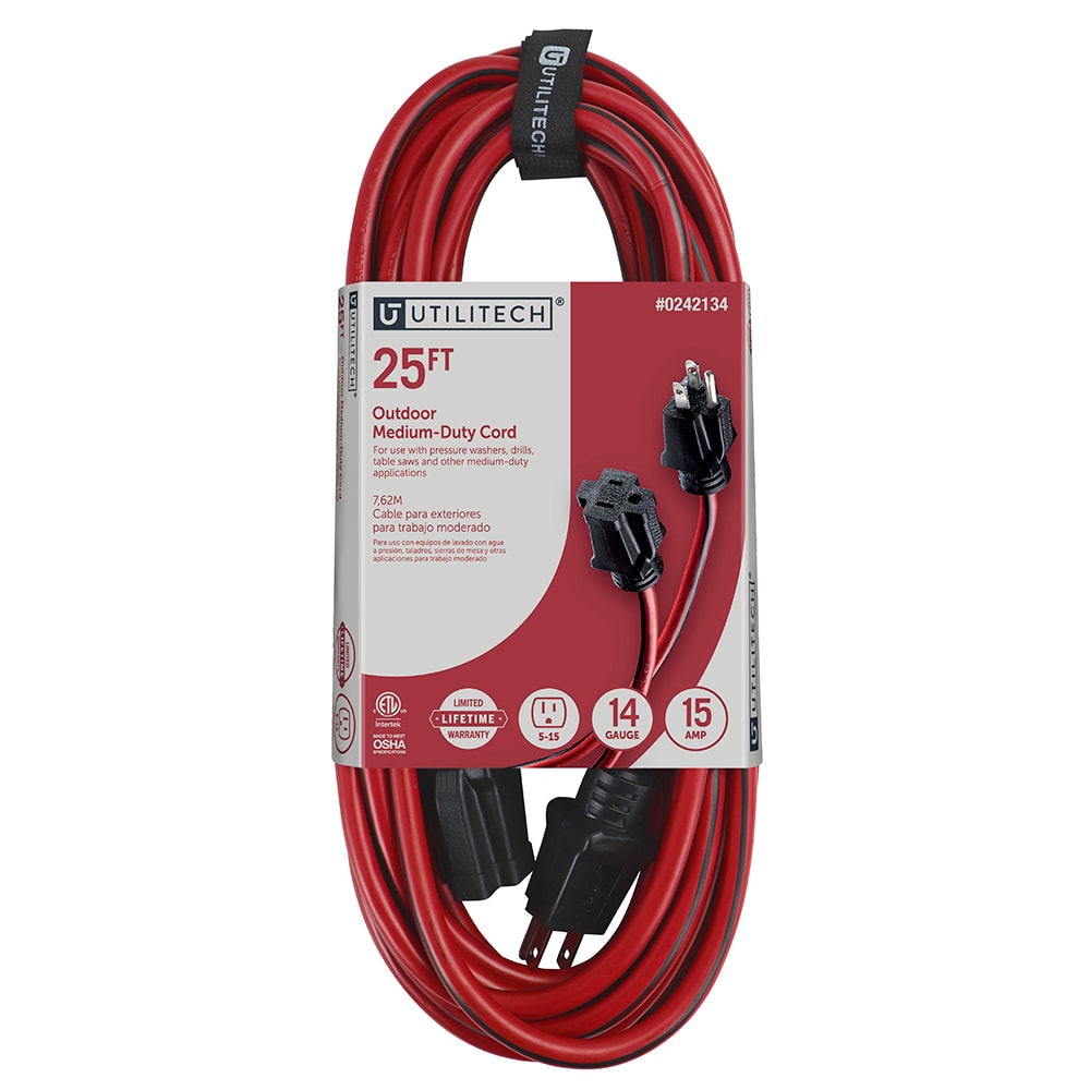 Utilitech 25-ft 14/3-Prong Outdoor Sjtw Medium Duty General Extension Cord  in the Extension Cords department at