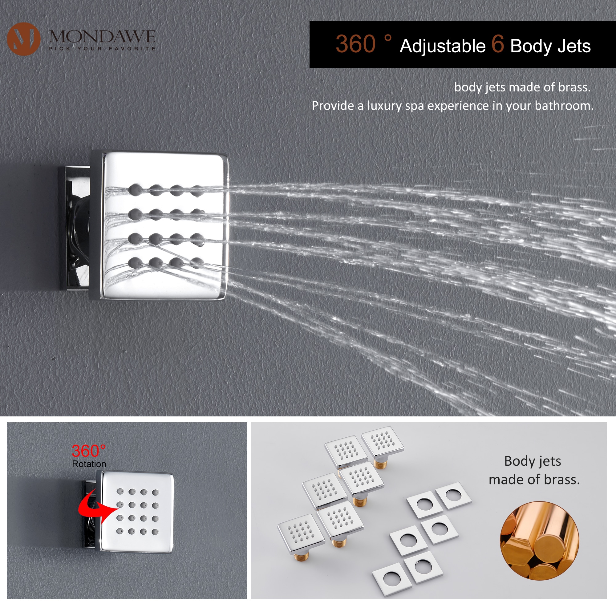 Mondawe WF6345-23CH Showerhead-Bar-Panels - View #5