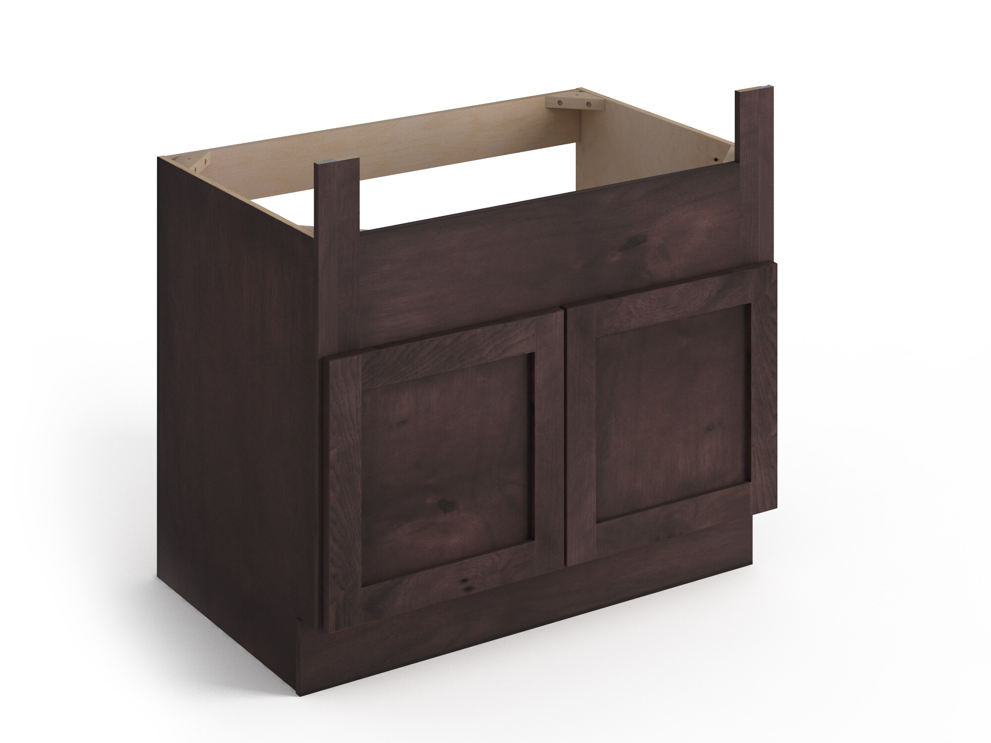 Valleywood Cabinetry 36-in W x 34.5-in H x 24-in D Rustic Hickory Apron Front Sink Base Ready To Assemble Plywood Cabinet (Flat Panel Shaker Style)