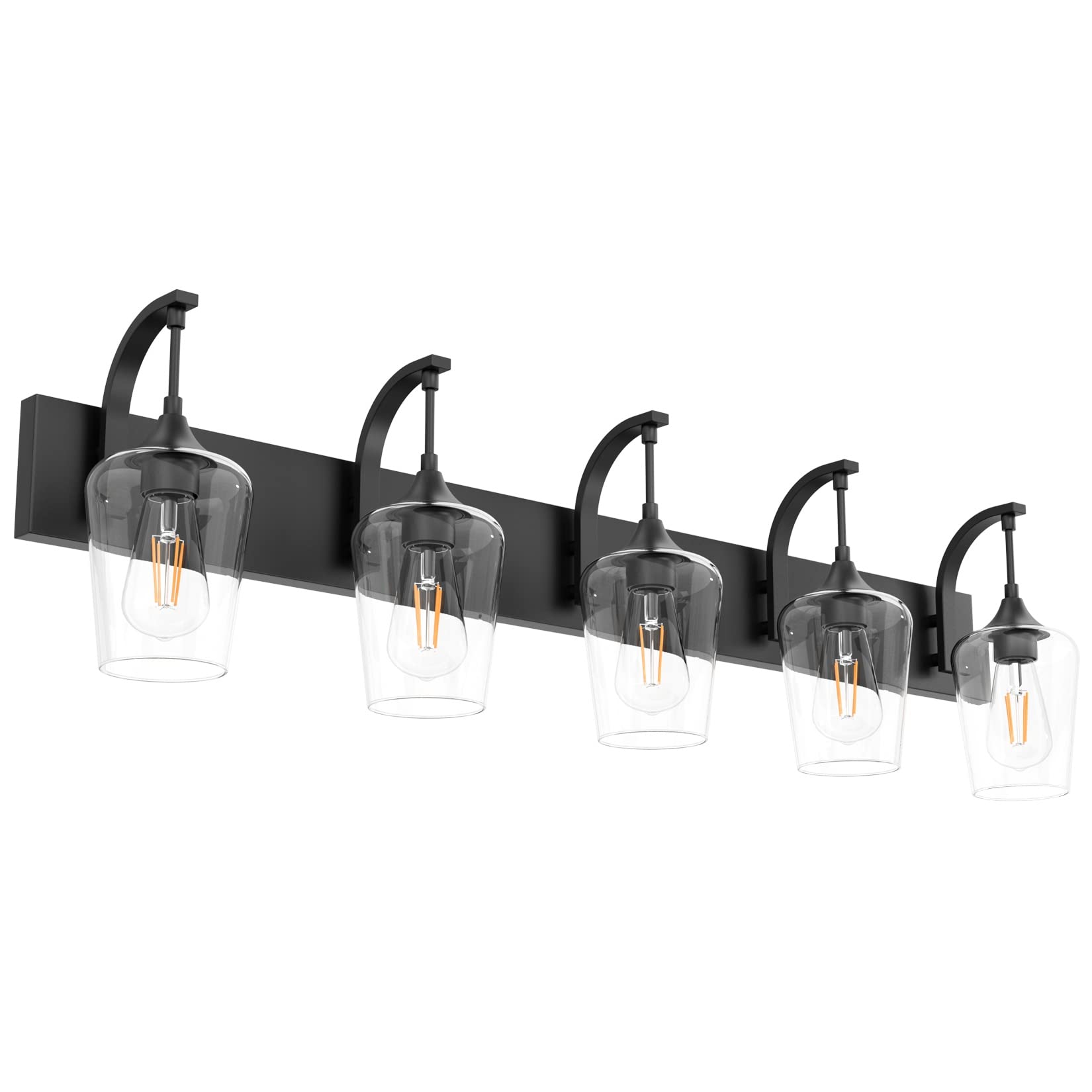 Aoibox -  47 64 in 5 Light Matte Black Vanity Light with Clear Glass Shades Industrial Wall Mount...