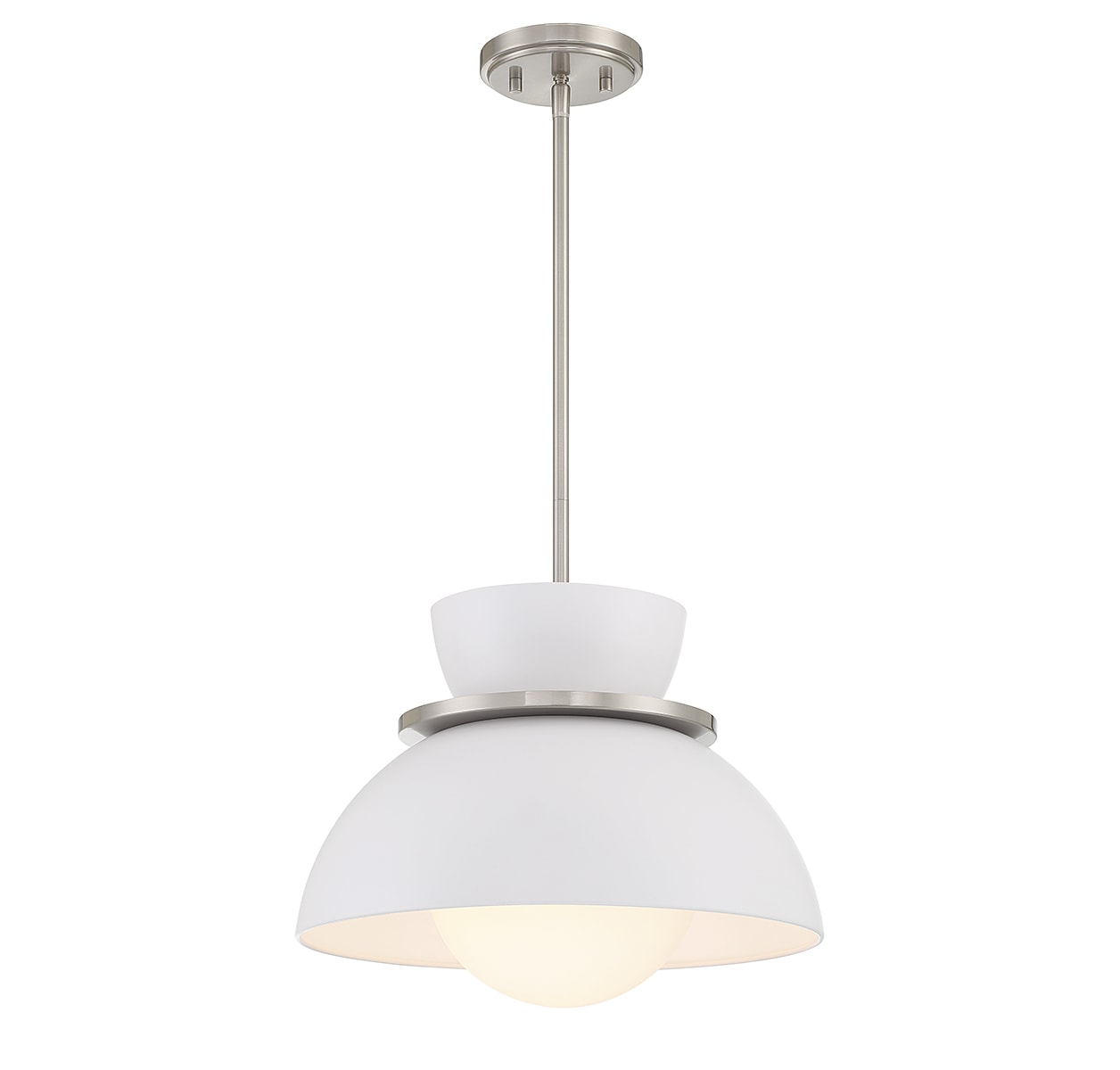 Meridian Lite Trends M7026BN Meridian Brushed Nickel Modern/contemporary Opal glass Dome Medium Hanging Pendant light