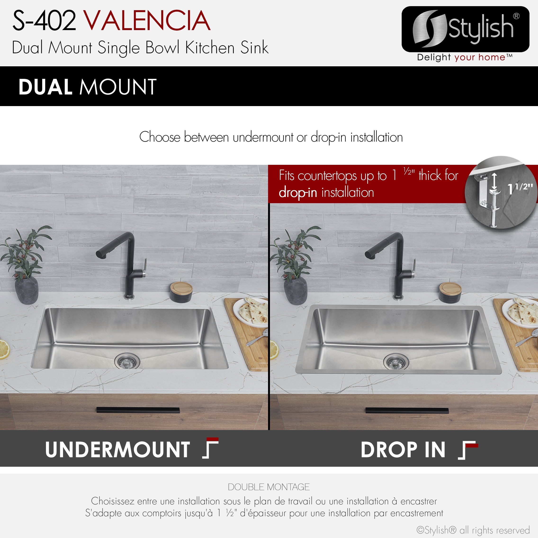 Stylish S-4021 Kitchen-Sinks - View #3