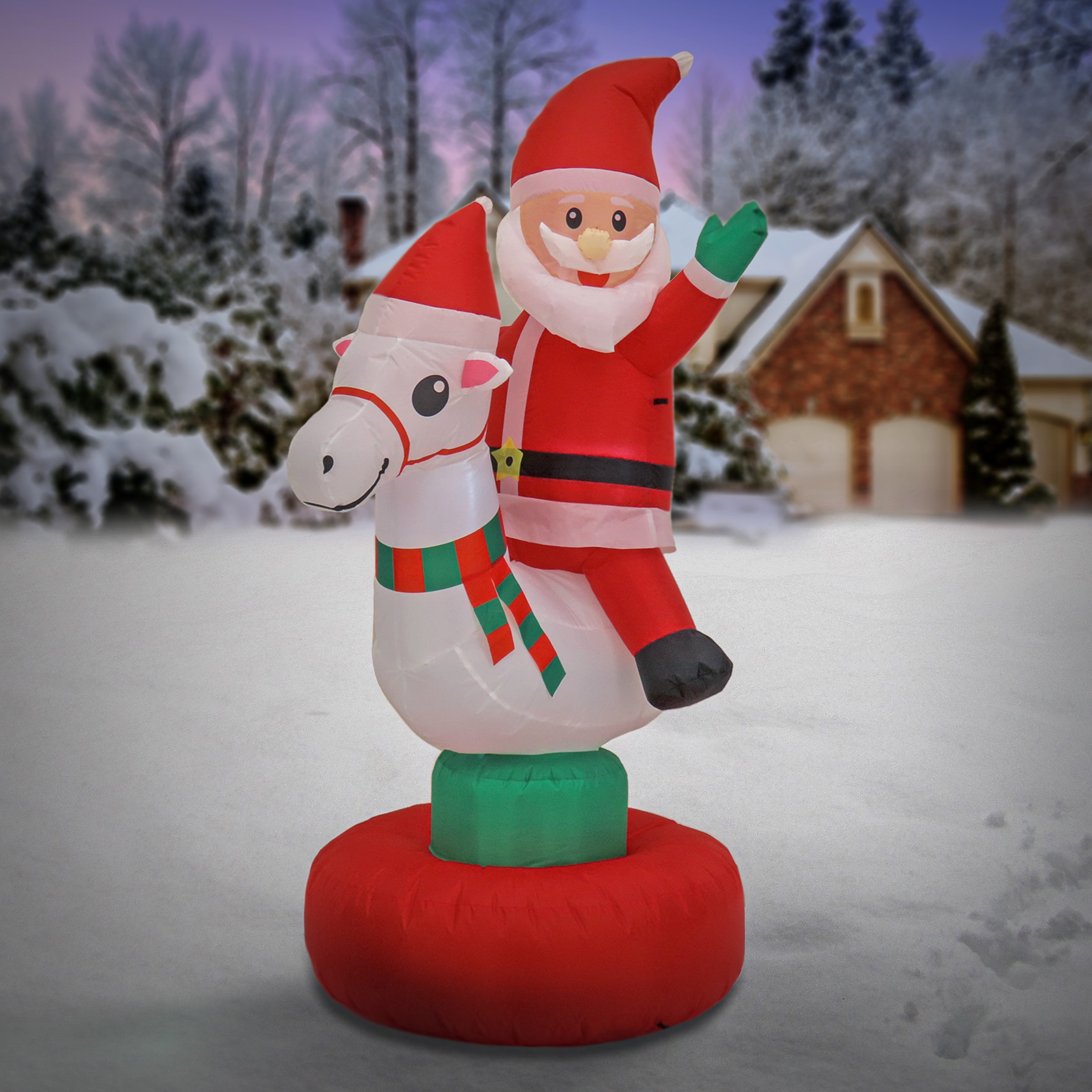 National Tree Company 6-ft Lighted Santa Christmas Inflatable in the ...