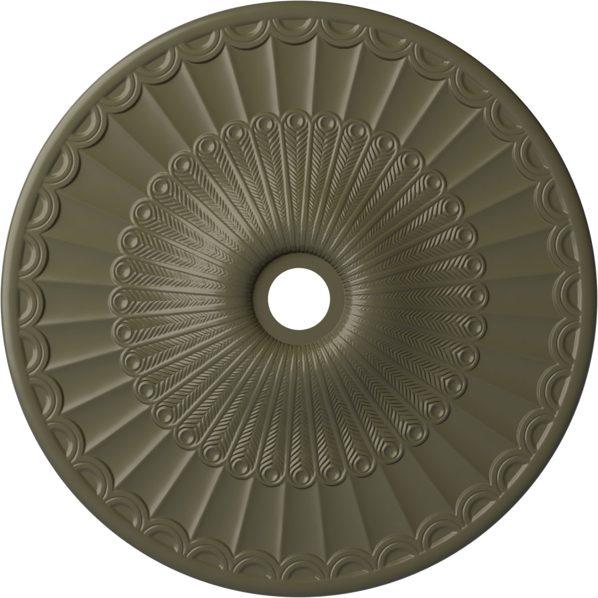 Ekena Millwork CM36GLPTF Galveston 36.625-in W x 36.625-in L Painted Turtle Polyurethane Whole Ceiling Medallion