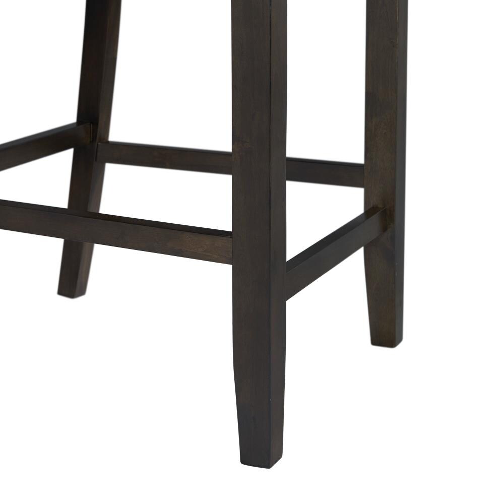 Walnut Counter Height Dining Set with Gray Upholstered Chairs