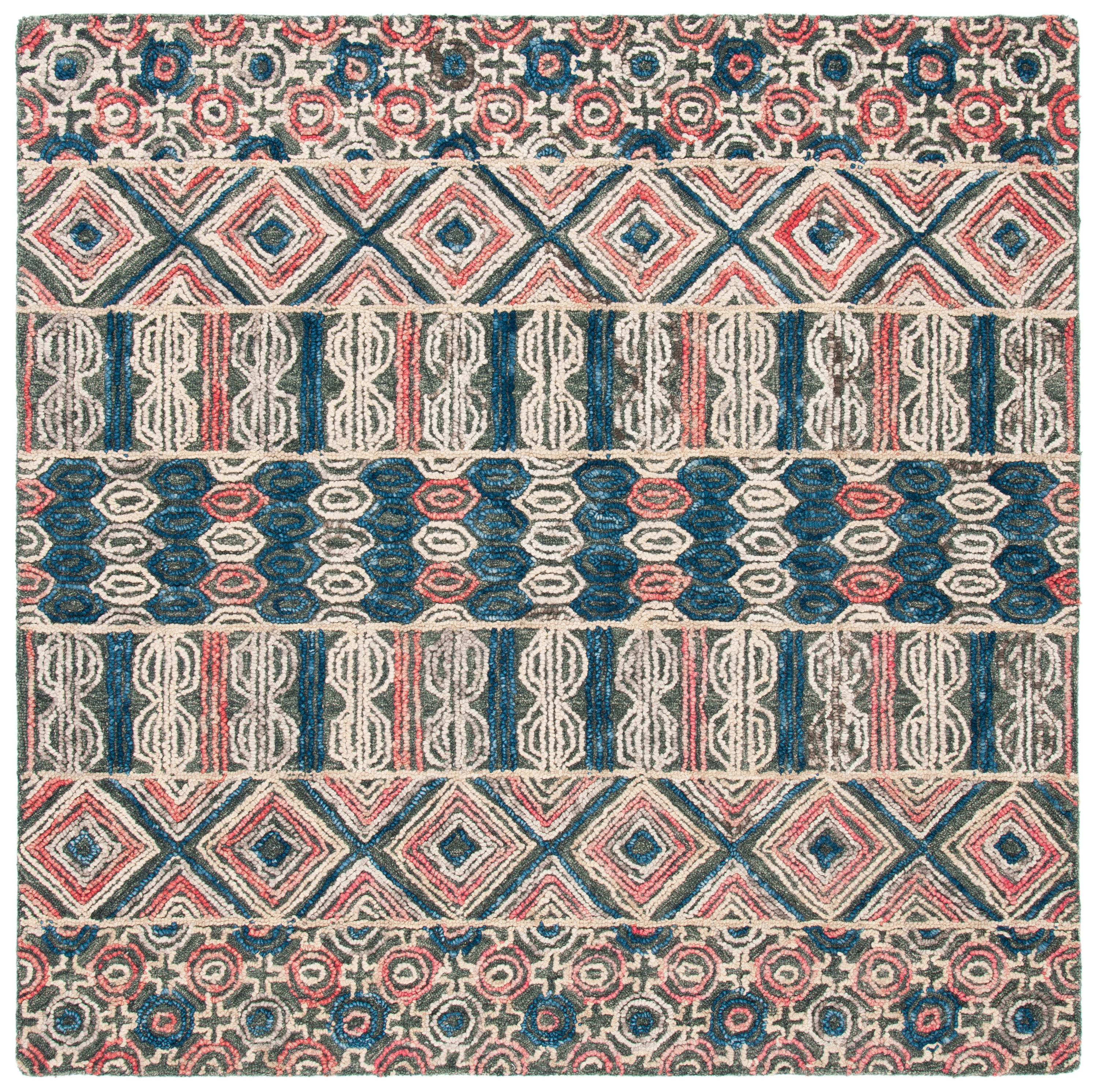 Elegant Gray Square Hand-Tufted Wool Area Rug