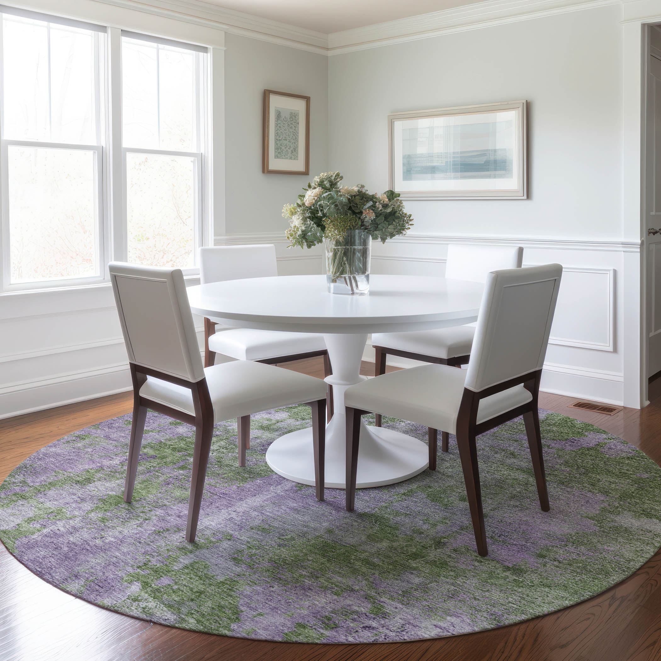 Addison Rugs ACN573GE8RO Chantille ACN573GE 8 x 8 (ft) Polyester Green Round Indoor/Outdoor Abstract Mid-Century Modern Machine washable Area rug