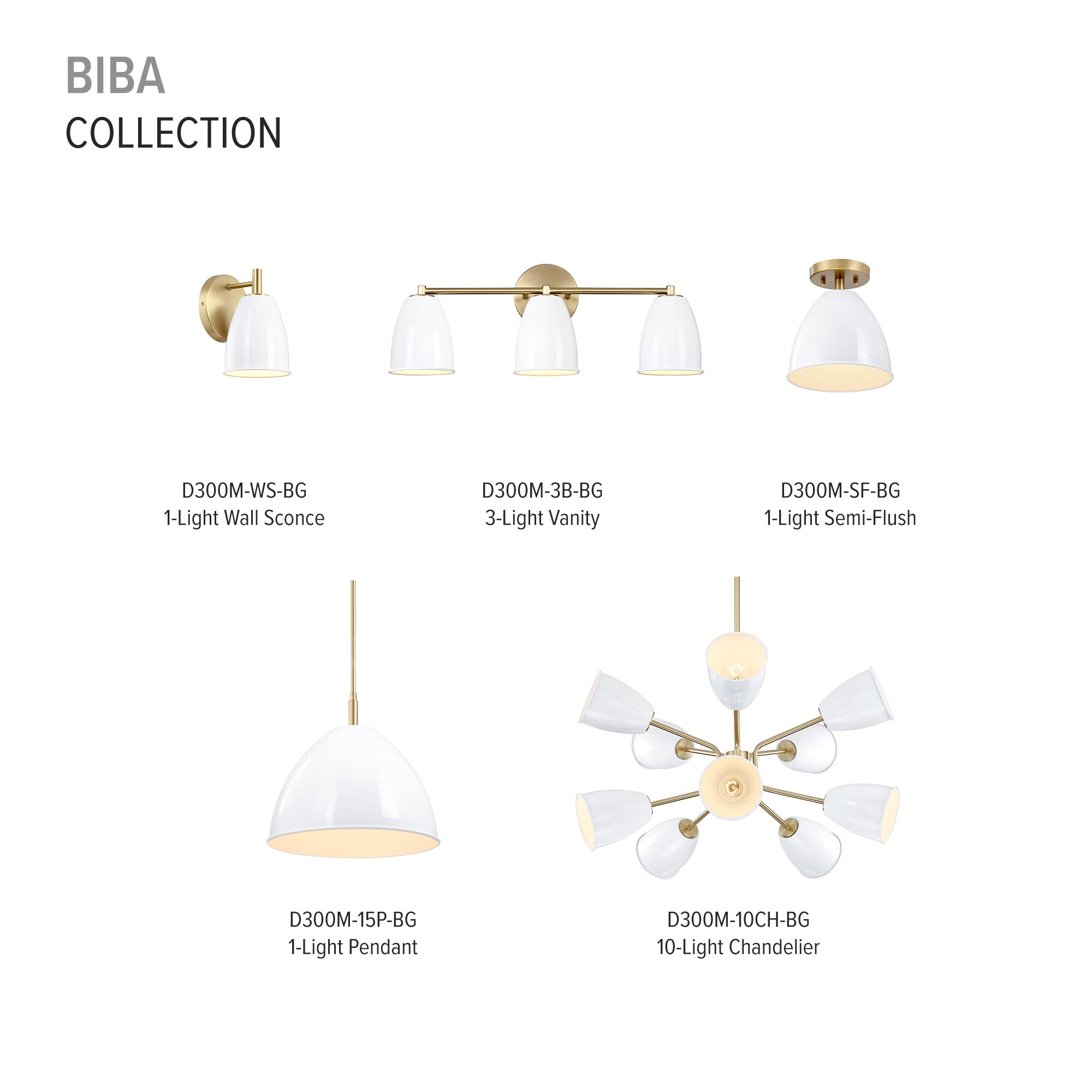 Bilba Brushed Gold 3-Light Vanity with Metal Shades