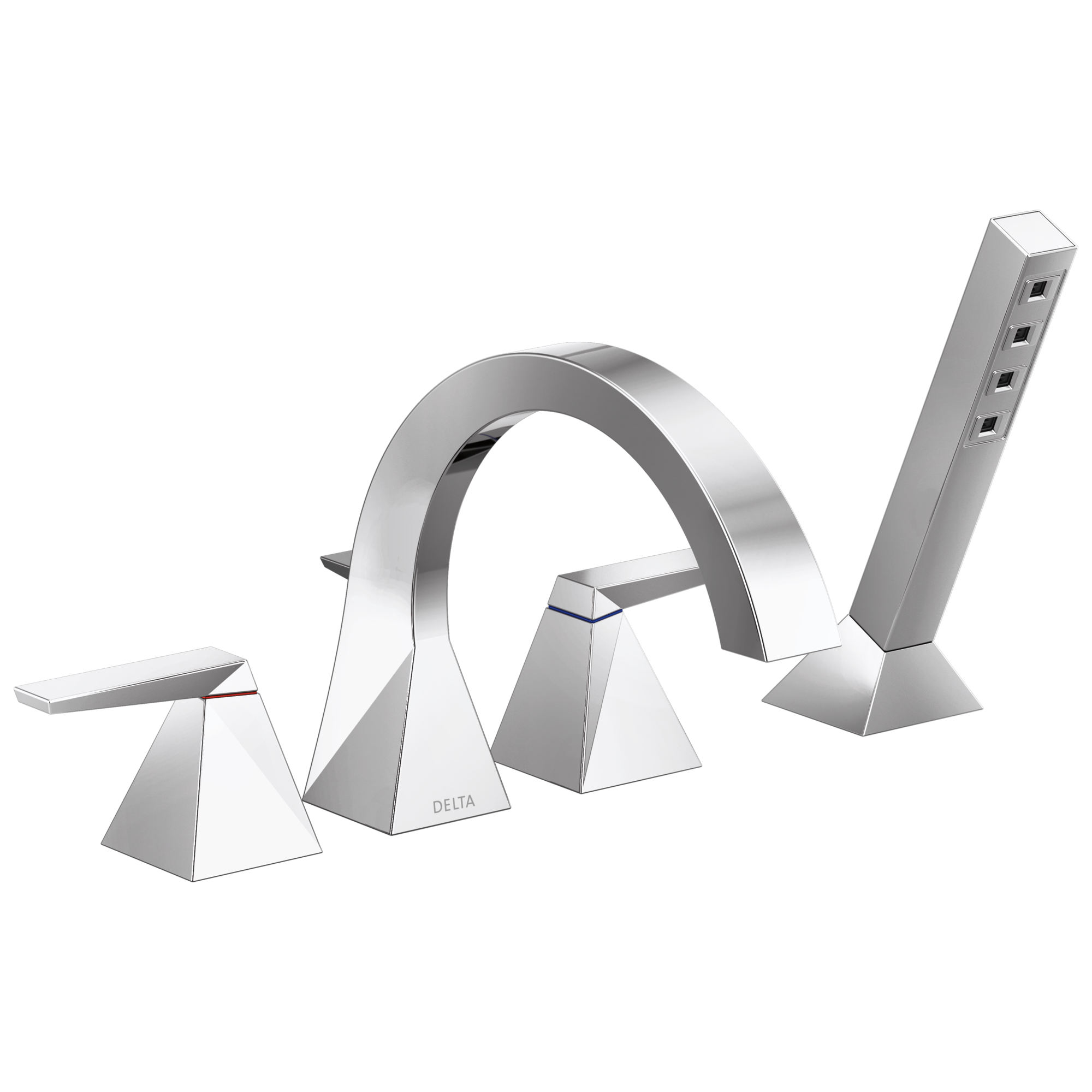 Delta T4746-PR Trillian Lumicoat Chrome 2-handle Deck-mount Roman Mid-arc Bathtub Faucet with Hand Shower