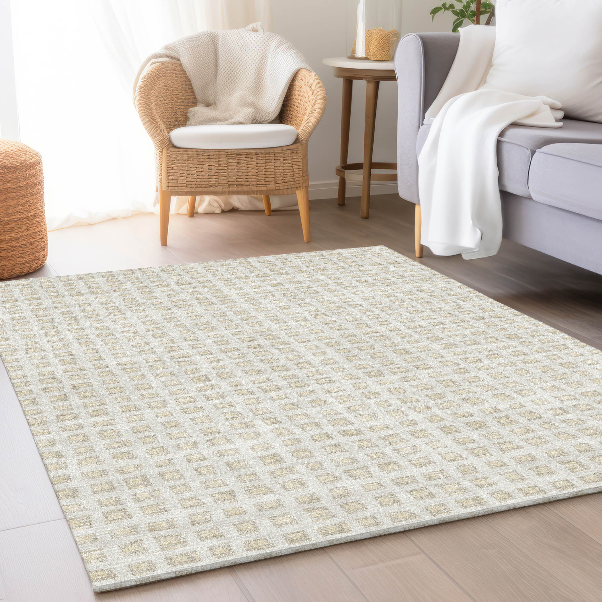 Addison Rugs ACN727IV3X5 Chantille ACN727IV 3 x 5 (ft) Polyester Ivory Rectangular Indoor/Outdoor Geometric Machine washable Area rug