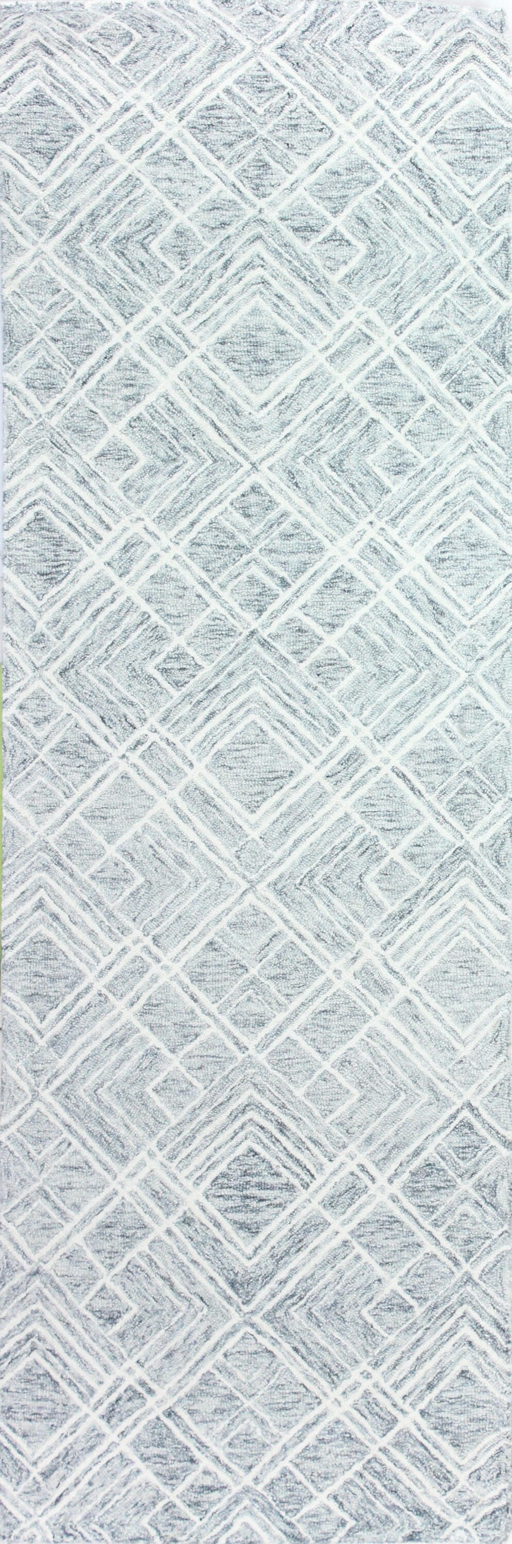 Bashian 649652300122 3 X 8 (ft) Wool Silver Indoor Geometric Moroccan Runner Rug