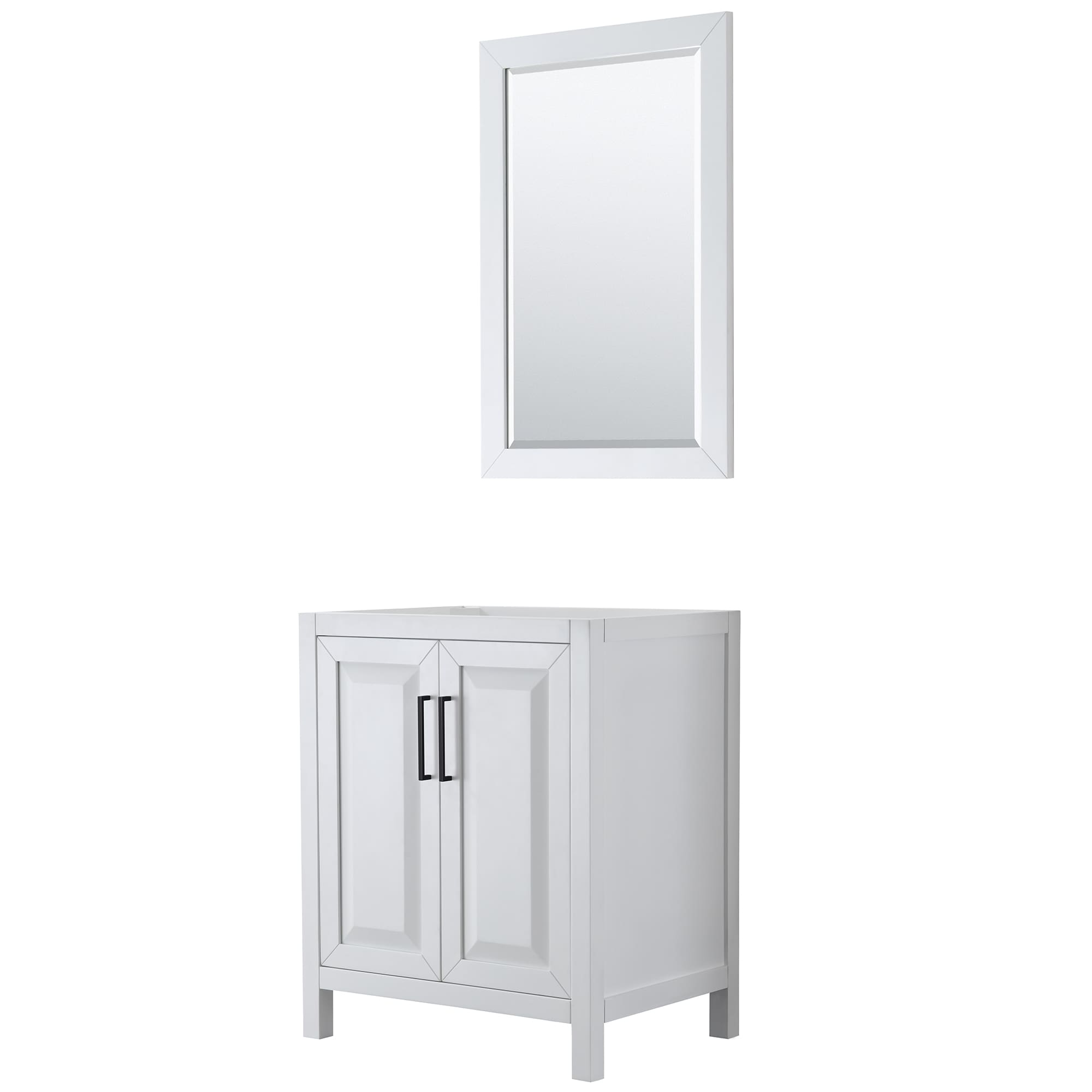 Wyndham Collection WCV252530SWBCXSXXM24 Daria 30-in White with Matte Black Trim Bathroom Vanity Base Cabinet without Top