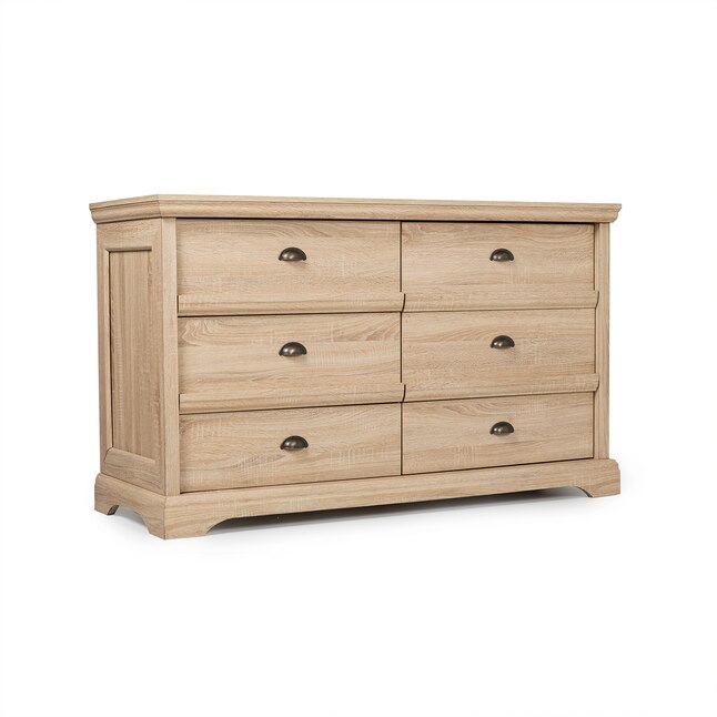 O Light Ash Oak 6 Drawer Standard, Natural Beech Wood Dresser