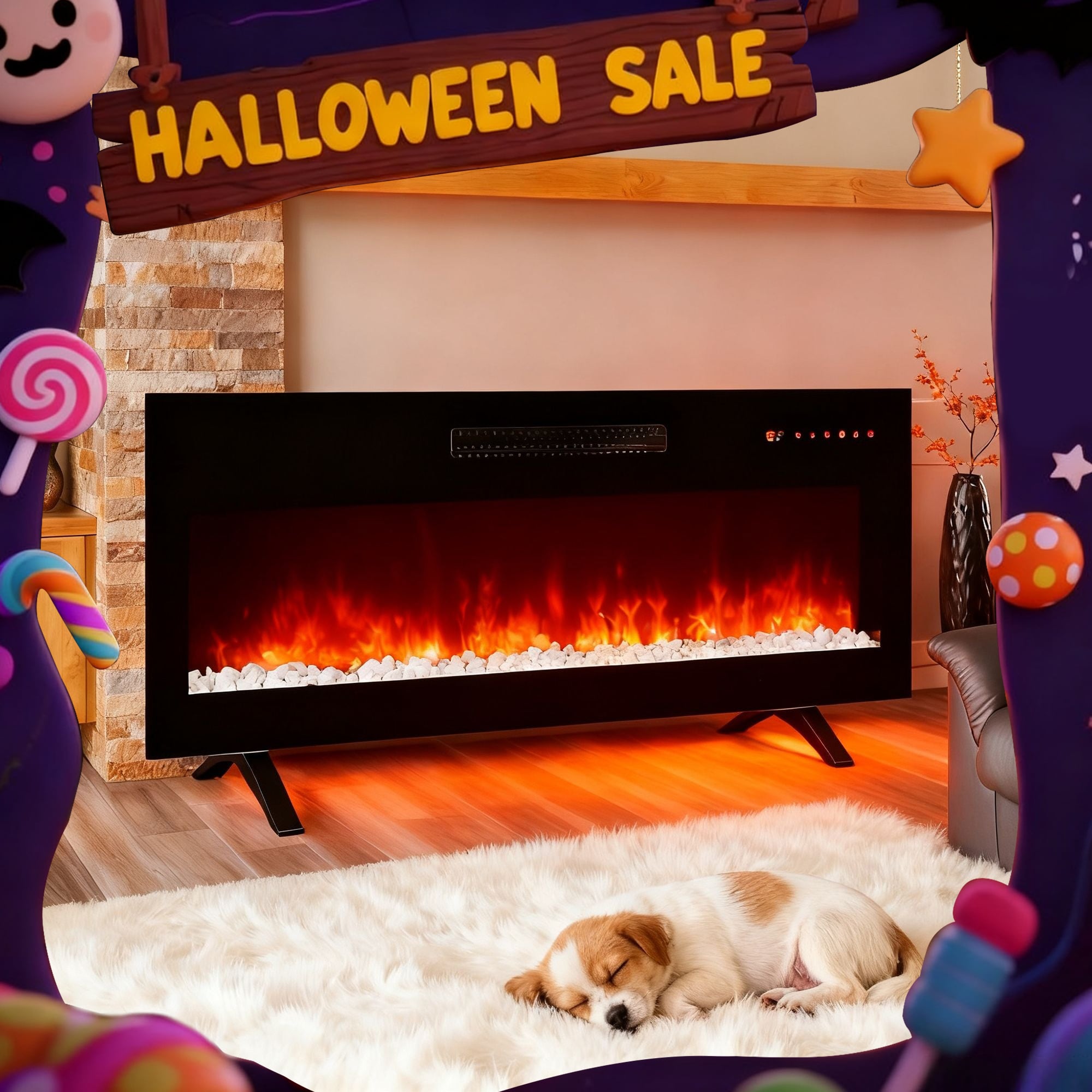 Sunrinx MG8-FP-05 42-in W Black Free standing LED Tabletop Electric Fireplace with Remote Control Included