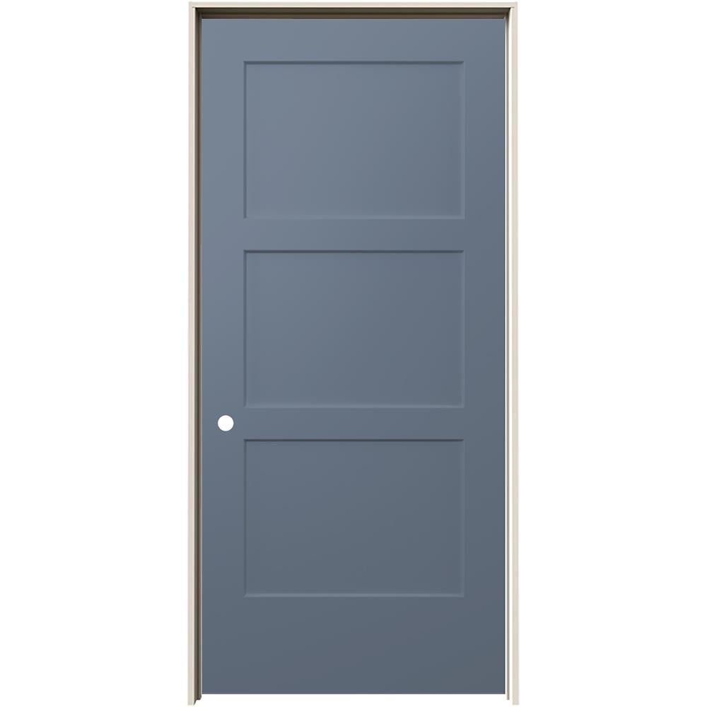 JELD-WEN LOWOLJW235300961 36-in x 80-in Colony Solid core 3-panel equal Right hand Smooth Prefinished Molded composite Flat Jamb Single Prehung Interior Door