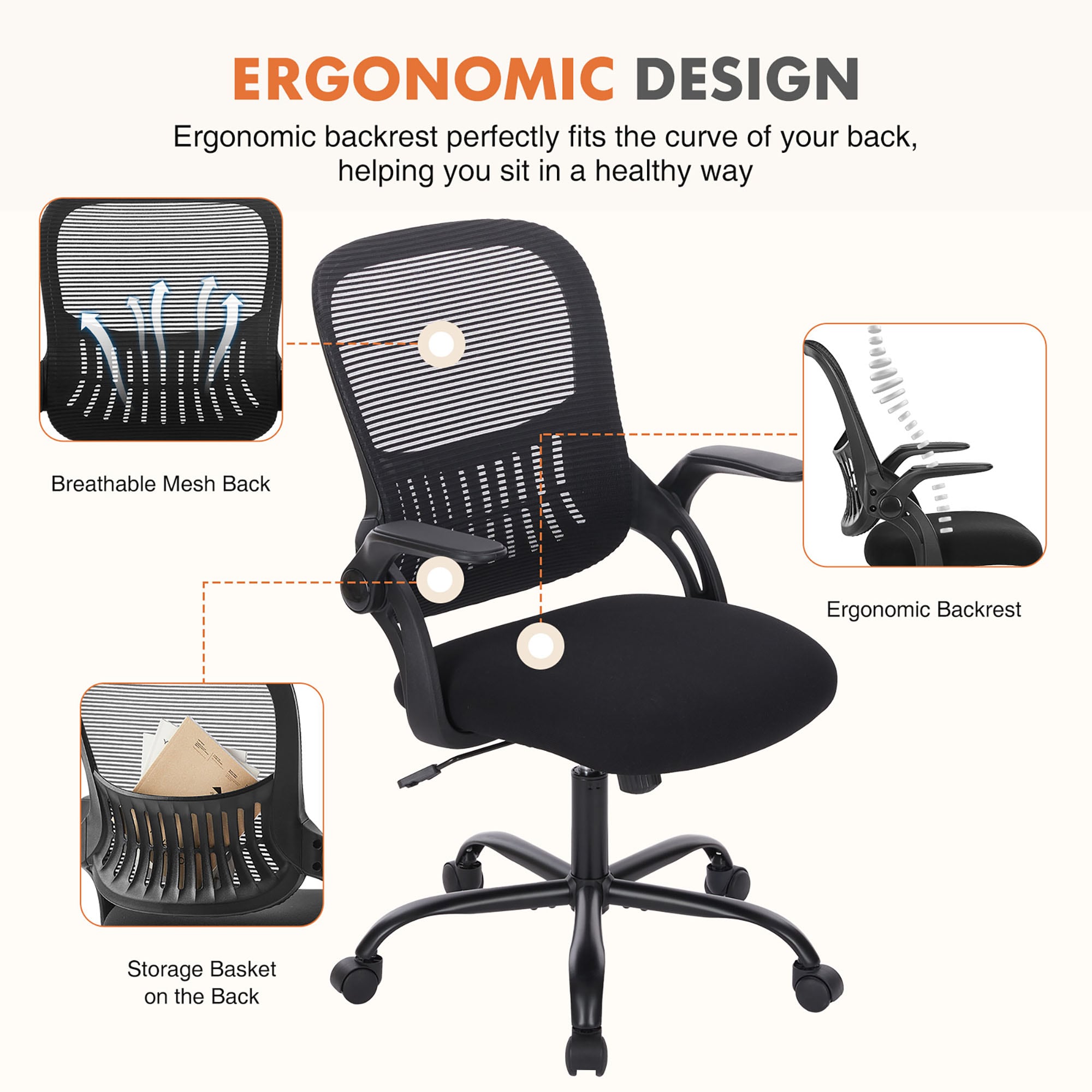 GZMR WF01-GC-V12-BK Office-Chairs - View #7