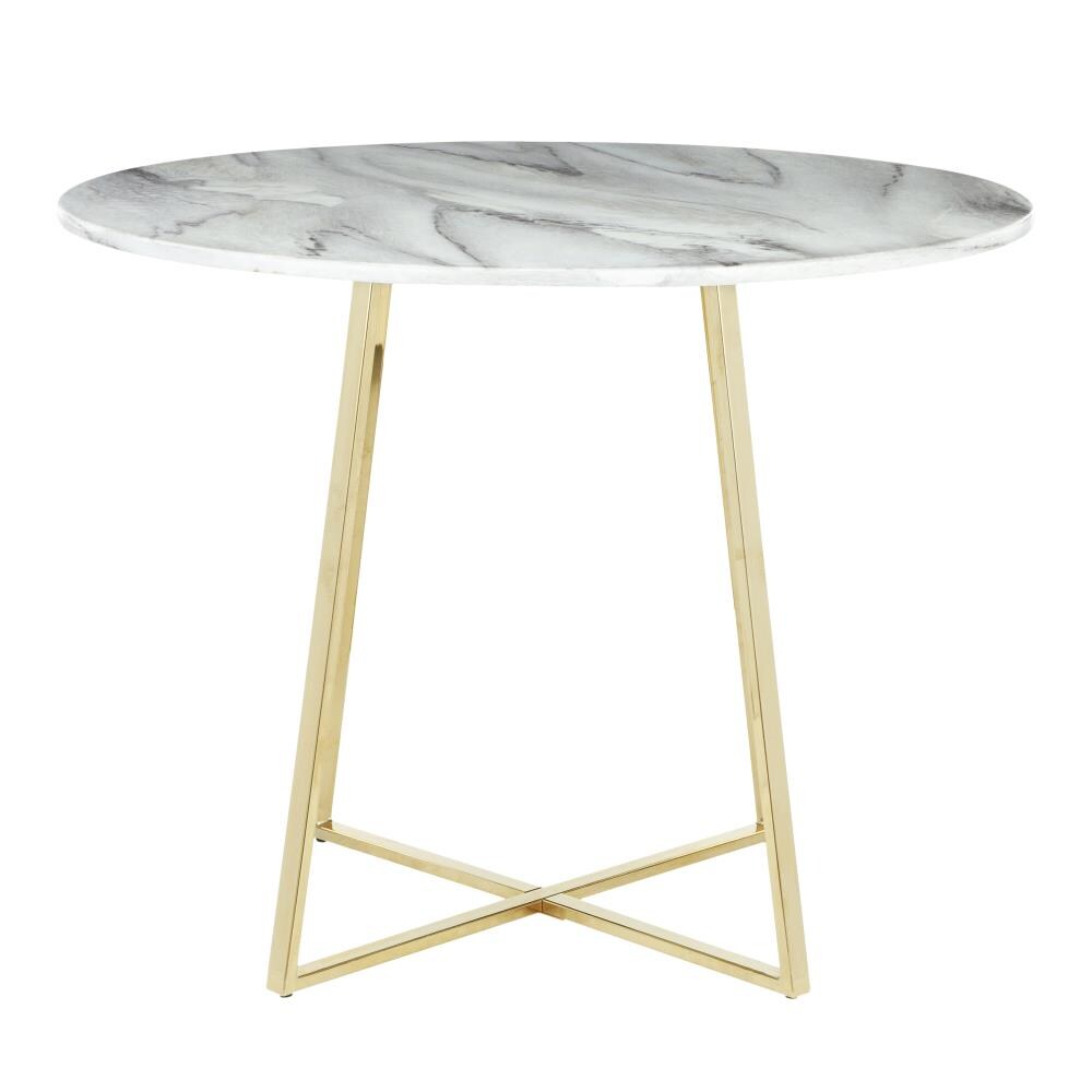LumiSource Cosmo Gold Metal, White Marble Round Contemporary/Modern ...