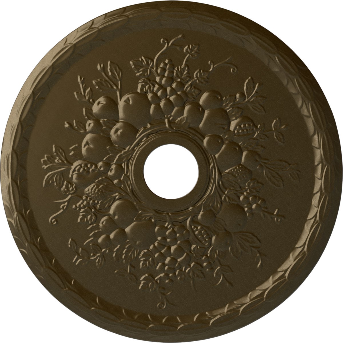 Ekena Millwork CM22GRBRS Grape 22.625-in W x 22.625-in L Painted Brass Polyurethane Whole Ceiling Medallion