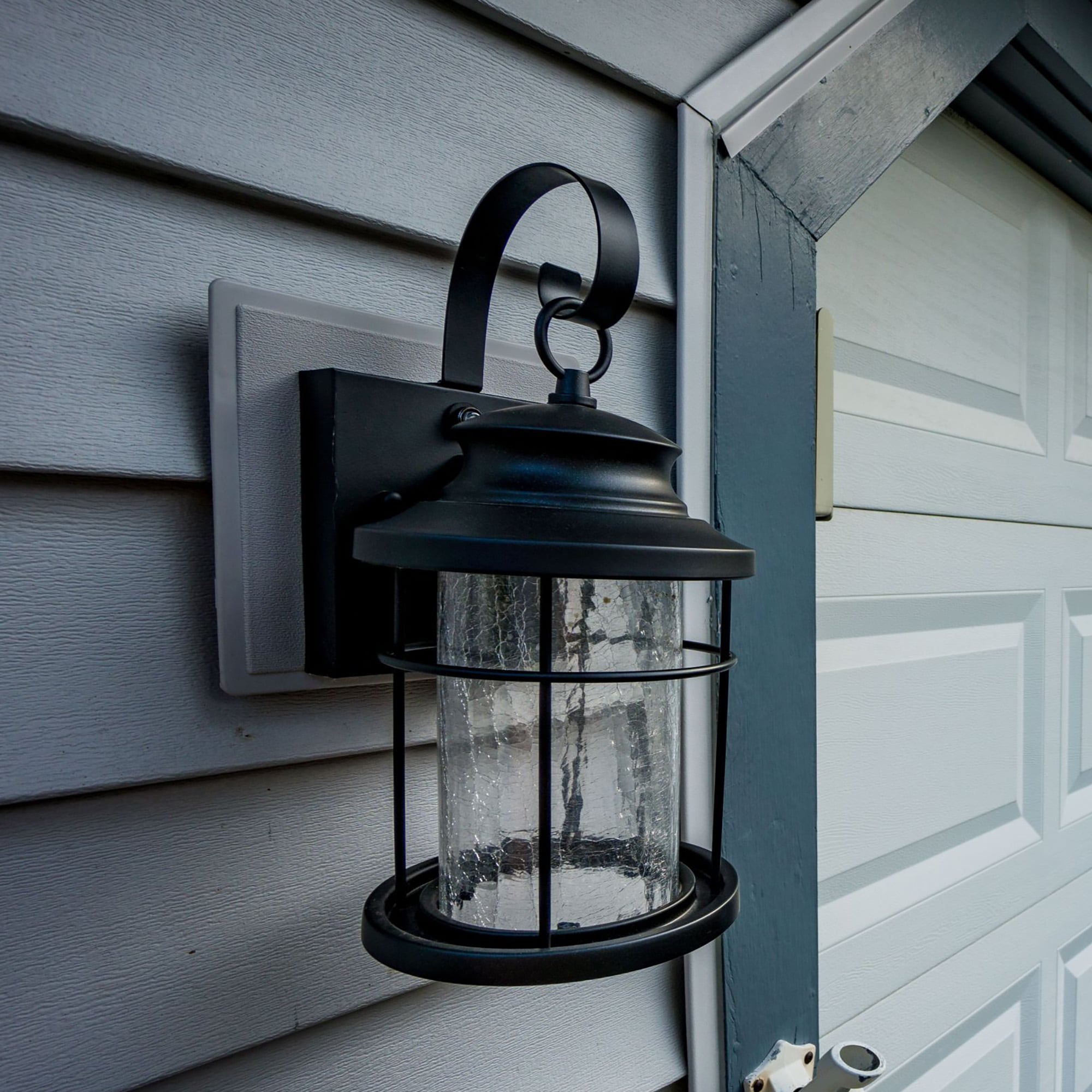 Melbourne Bronze LED Outdoor Wall Sconce with Crackled Glass