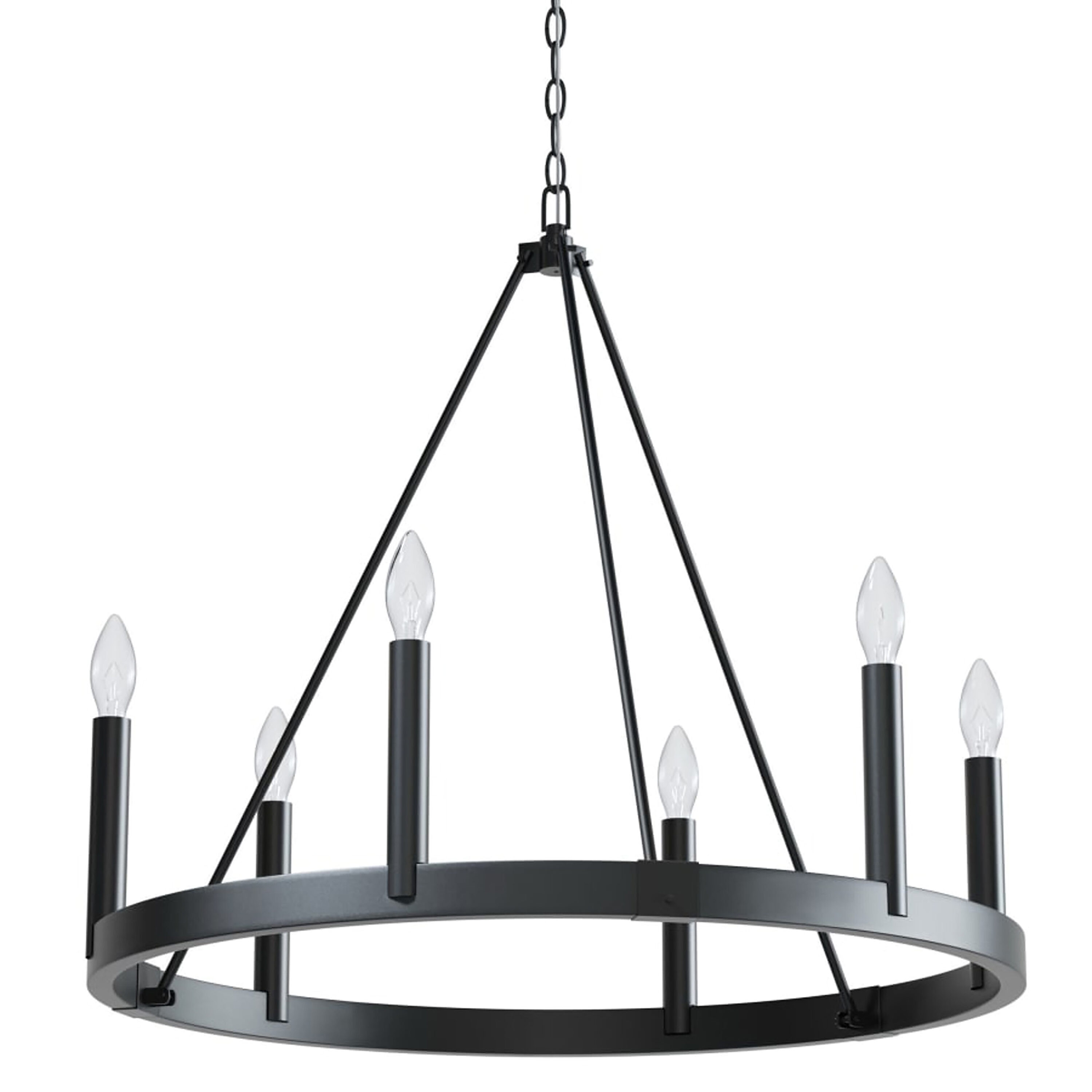 Signature Hardware 482650 Dutton 6-Light Matte Black Traditional Dry rated Chandelier
