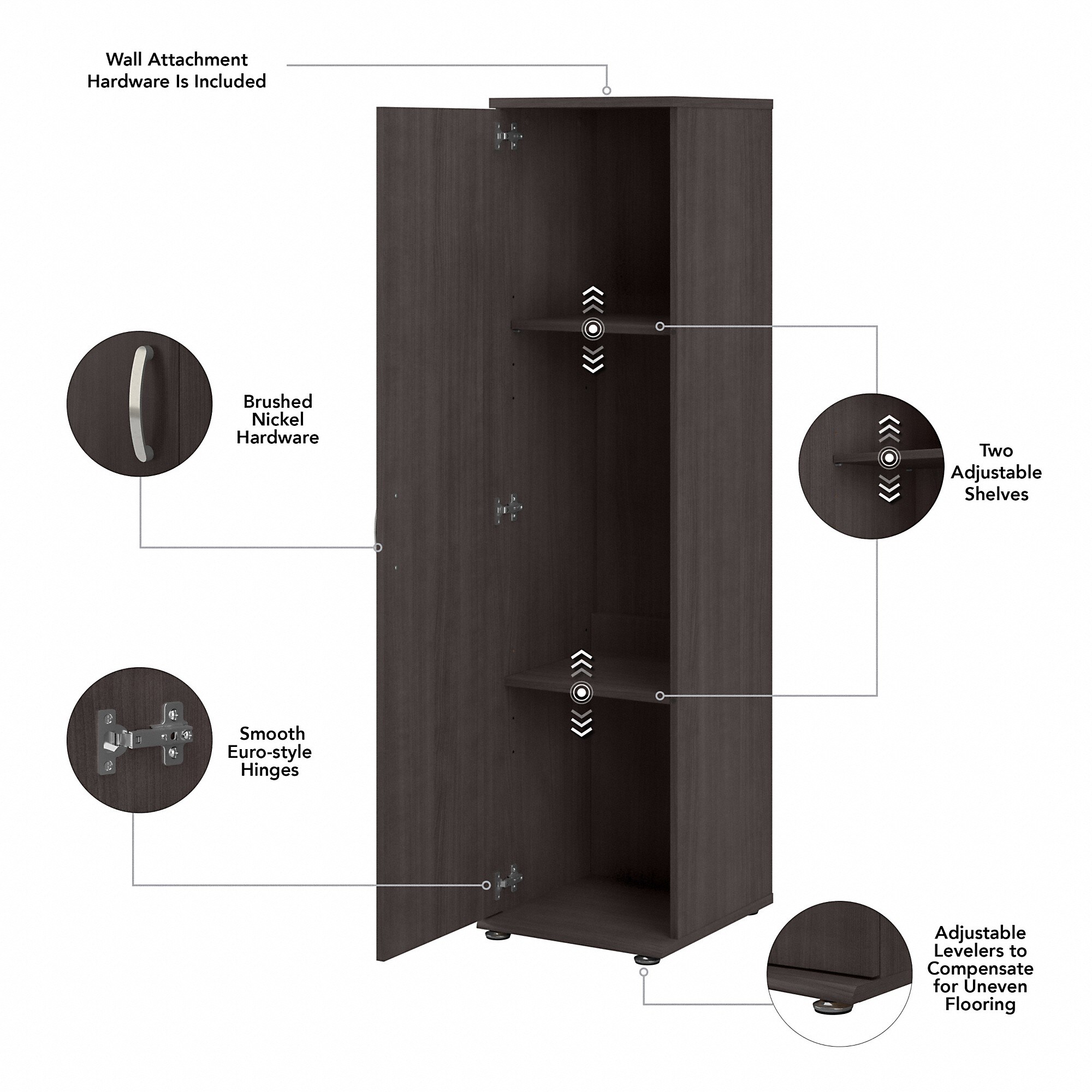 Modular Storage Cabinet, Wooden Cabinet with Two Shelves