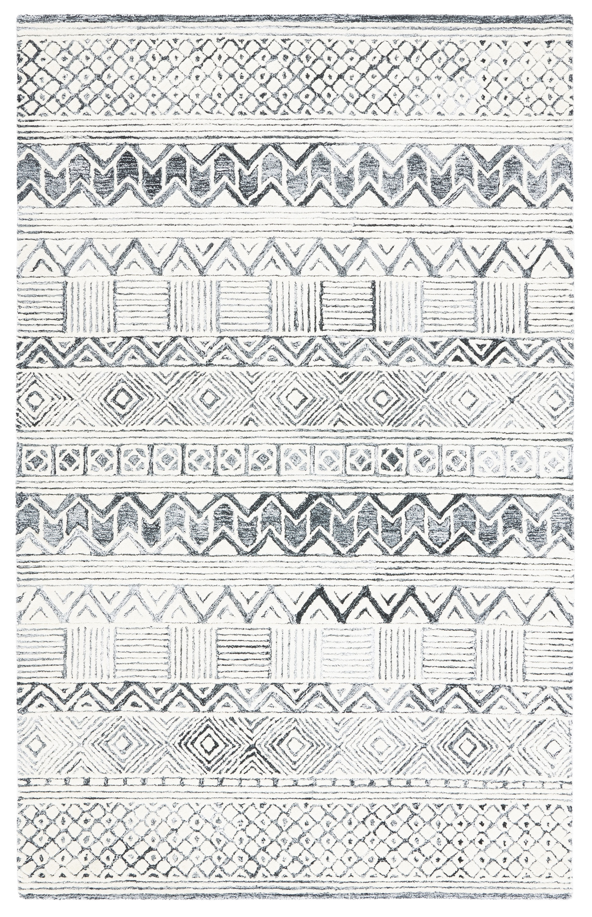 Hand-Tufted Americana Black Wool 4' x 6' Rectangular Rug
