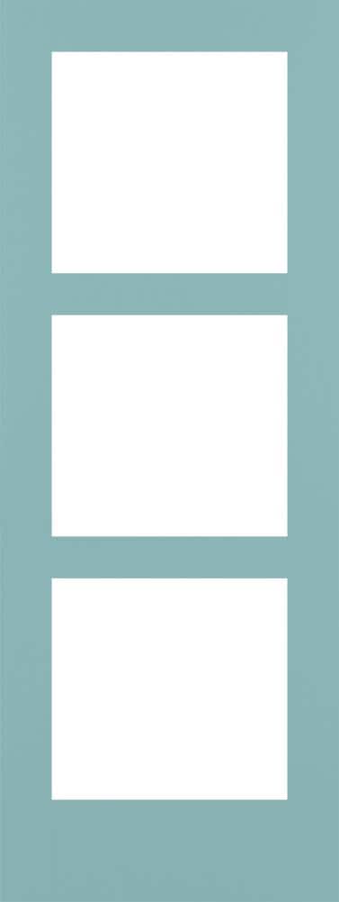 RELIABILT LO1370332 Shaker 24-in x 80-in Sea Mist 3-panel square Frosted glass Smooth Solid core Prefinished Pine Wood Slab Door