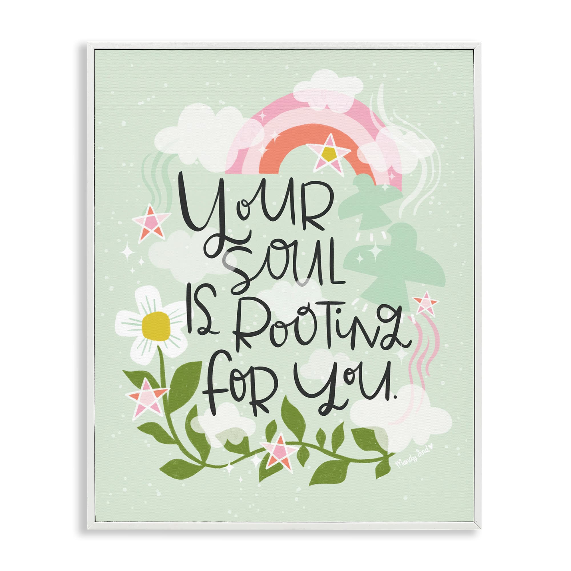 Stupell Industries - Your Soul Is Rooting For You White Framed Giclee Art By Mandy Ford Art + Il...