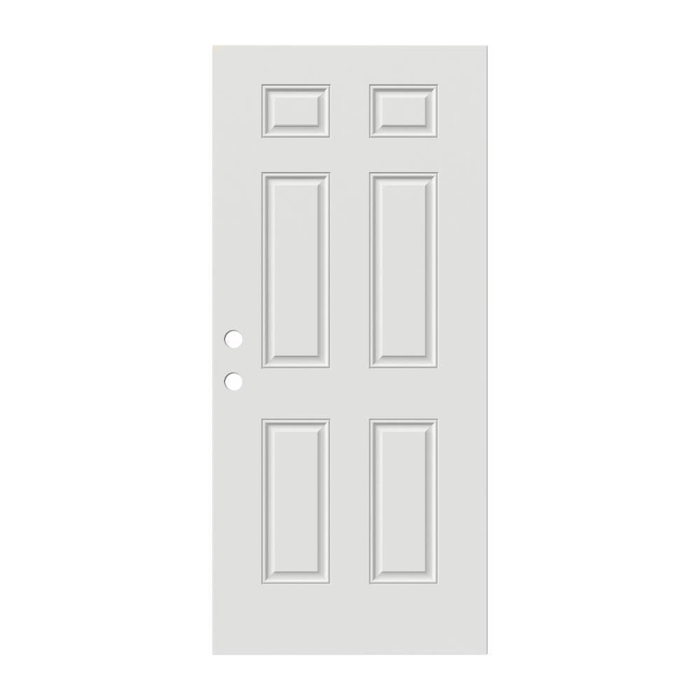 36-in x 80-in Steel Universal Reversible Ready To Paint Slab Door Single Front Door Insulating Core in White | - Therma-Tru Benchmark Doors 10087798