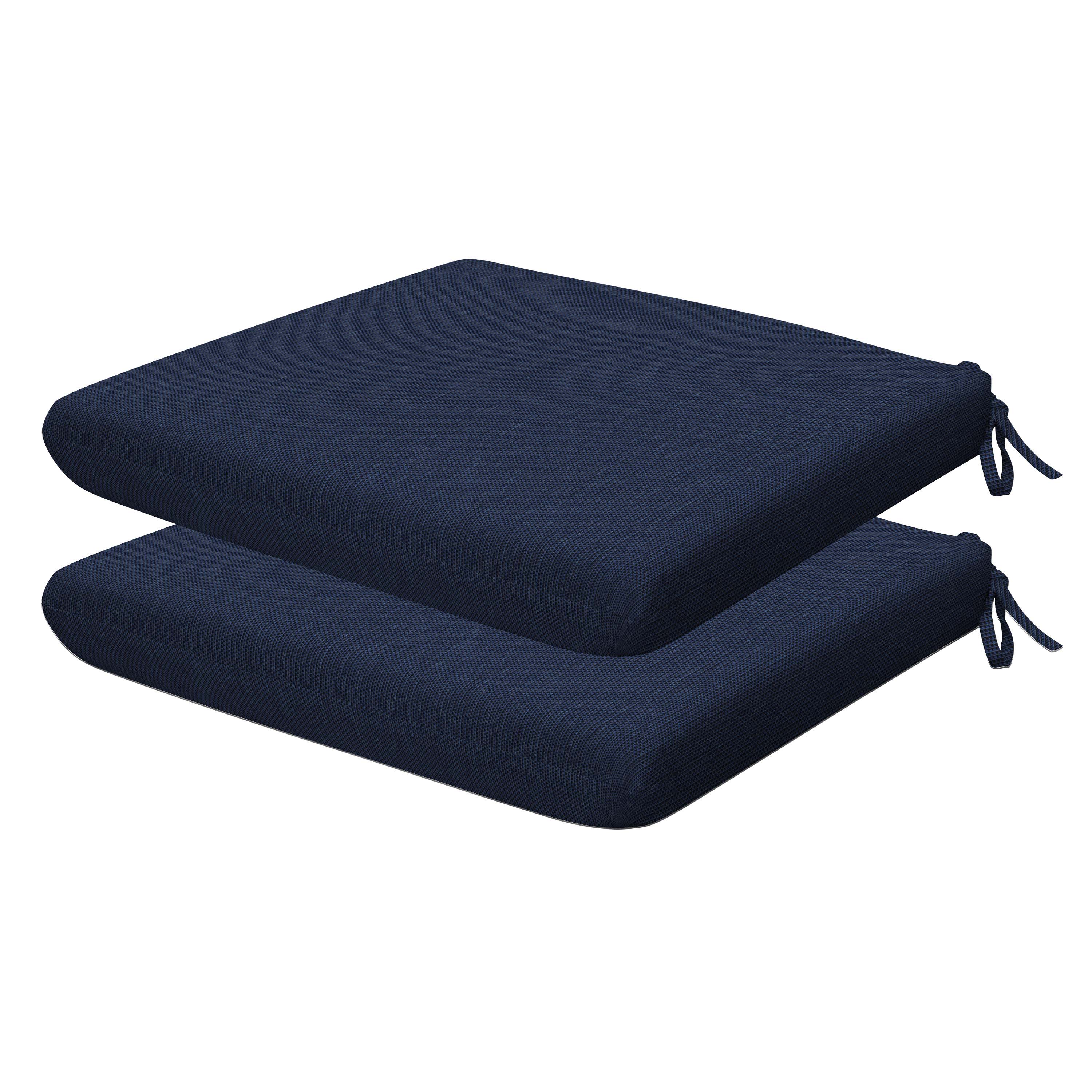 3i Products 21313S-201A139 17.5-in x 18-in 2 -Piece Textured Solid Indigo Blue Patio chair cushion