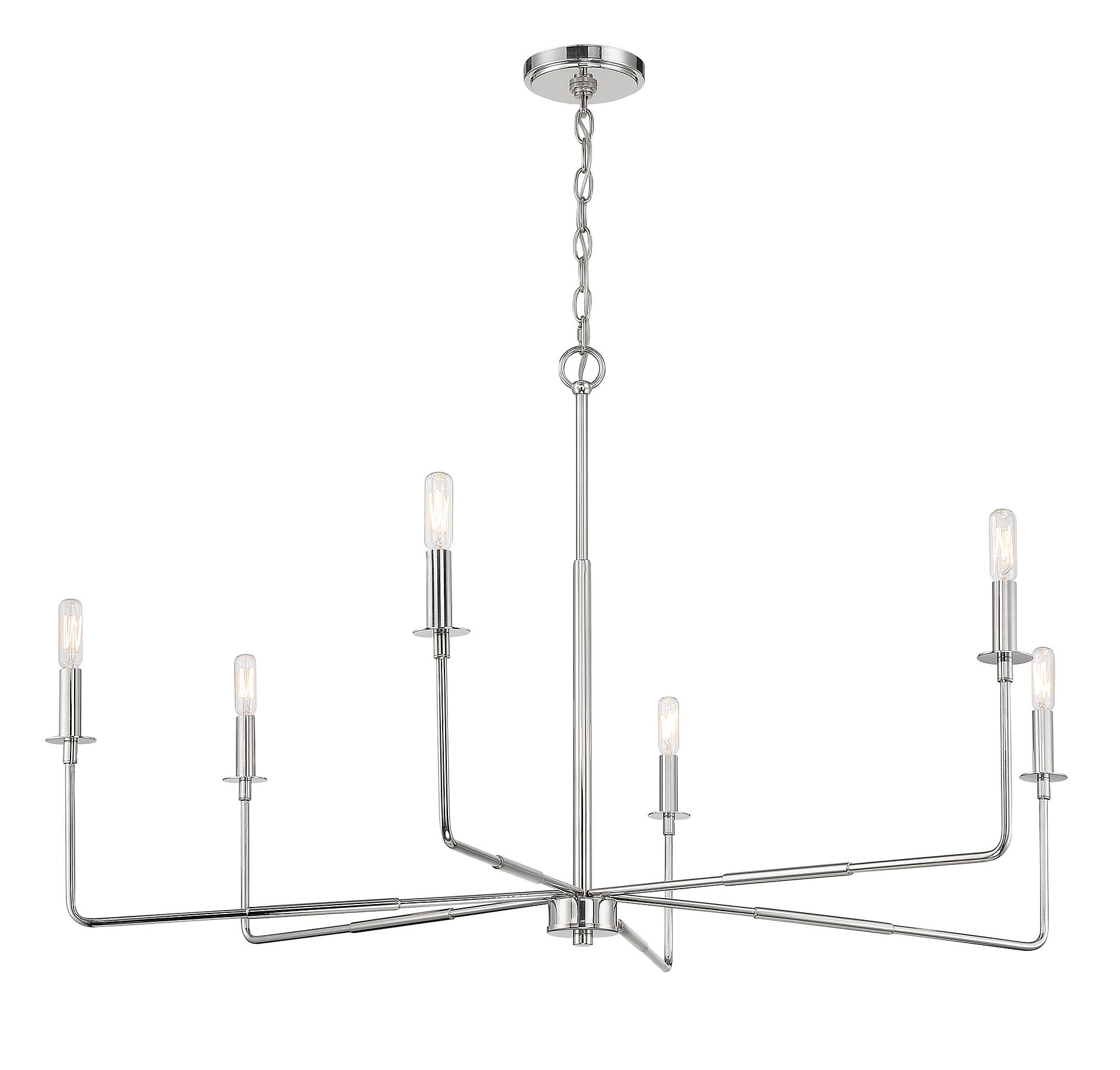 Salerno Polished Nickel 6-Light Rustic Charm Chandelier