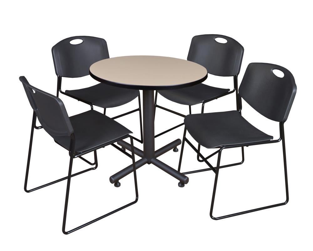 Regency TKB30RNDBE44BK Breakroom Off-white 4-Person Training Table (30-in W x 29-in H)
