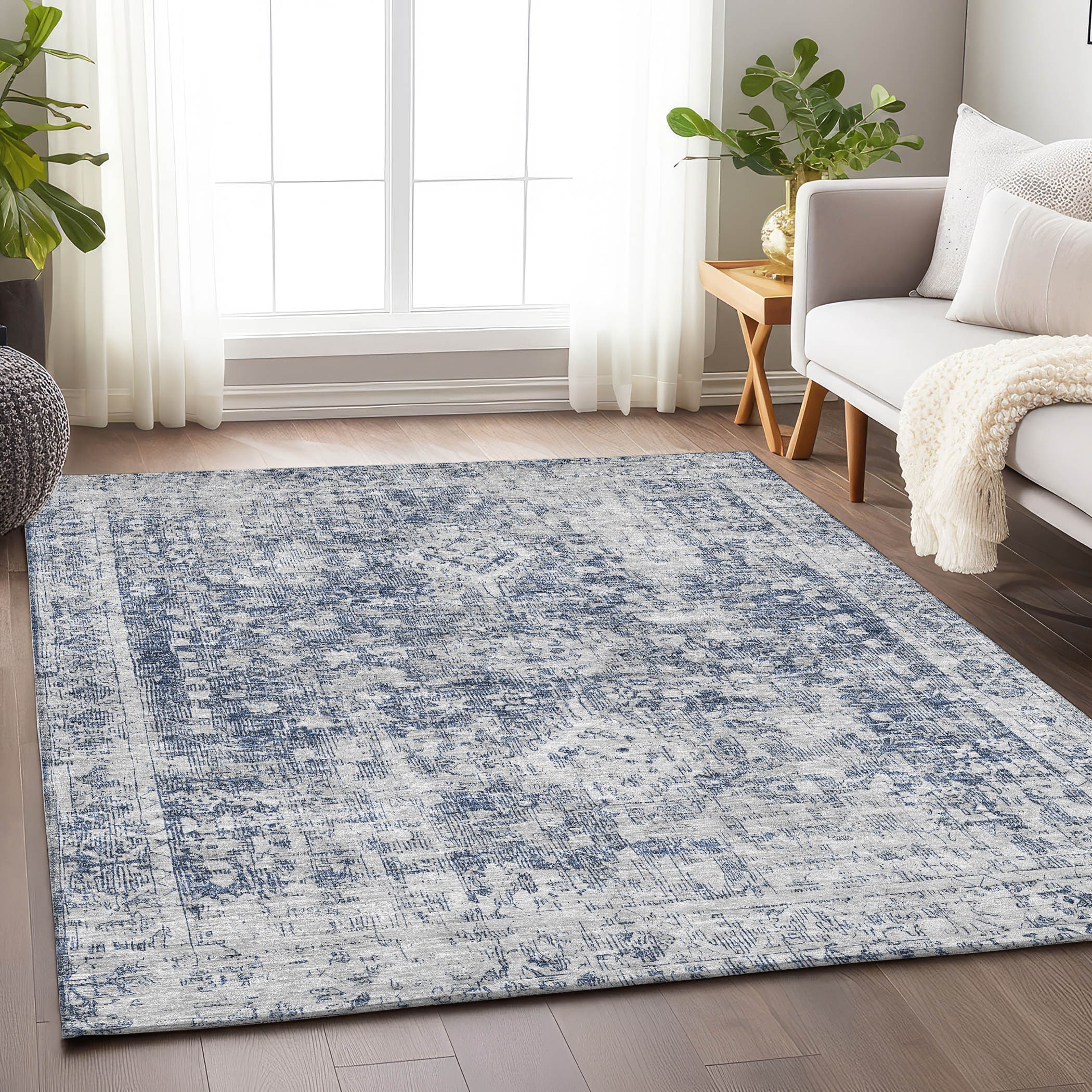 Addison Rugs ACN1229NA8X10 Chantille ACN1229NA 8 x 10 (ft) Polyester Navy Rectangular Indoor/Outdoor Geometric Machine washable Area rug